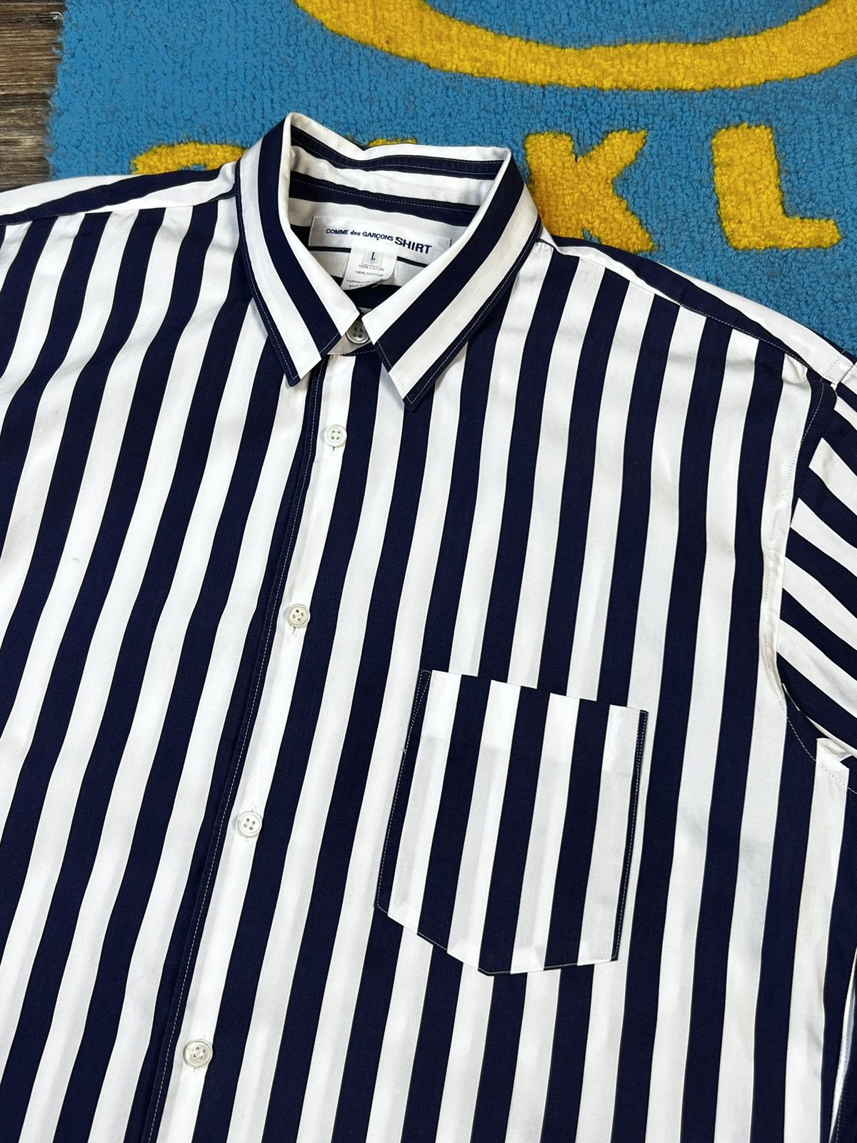 Comme des Garcons SHIRT × Vintage Comme Des Garçons SHIRT Stripped Blue Buttons Up Shirt Size US L / EU 52-54 / 3 - 5 Thumbnail