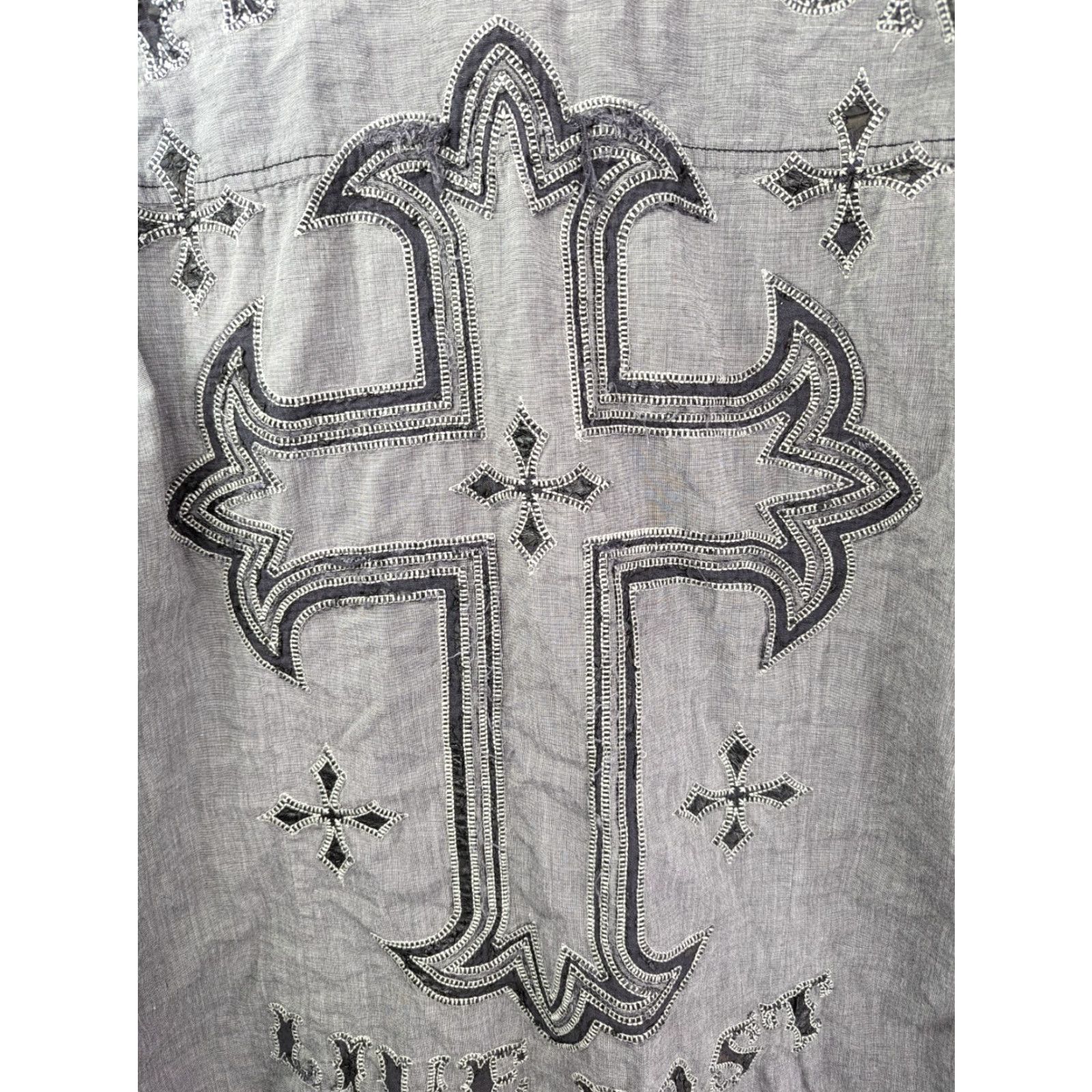 Affliction Affliction Button-Up Long Sleeve Gray 2XL Embroidered Live Fast Cross Black Premium 100% cotton Mens Shirt Size US XXL / EU 58 / 5 - 2 Thumbnail