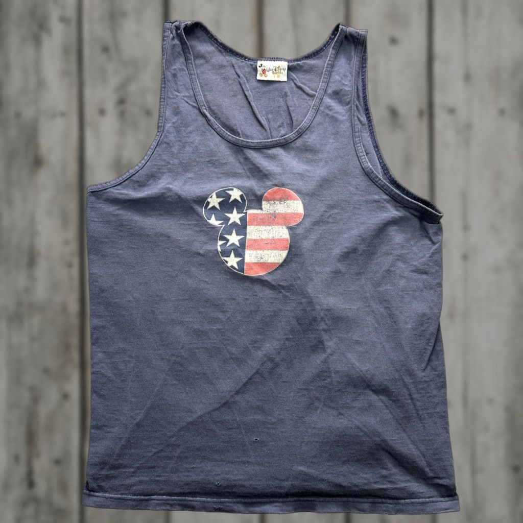 Disney Disney Walt Disney World Shirt Womens Large Blue Mickey Flag Tank Top Patriotic Size L / US 10 / IT 46 - 1 Thumbnail