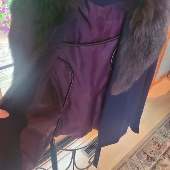 Vintage Vintage by gare' Navy Blue Lined Fur lined Wrap Sz. S Coat J Size S / US 4 / IT 40 - 6 Thumbnail