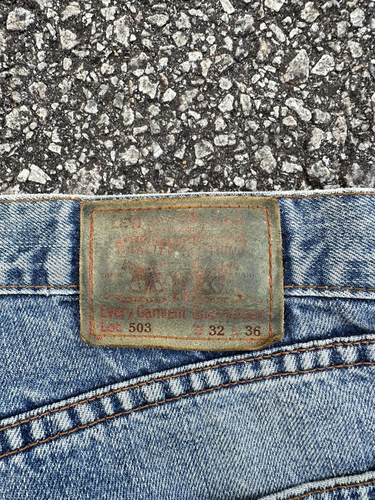 Levi's Vintage Clothing 👹Vintage Levi’s 503 Thrashed Straight Cut Jeans Size US 31 - 11 Thumbnail