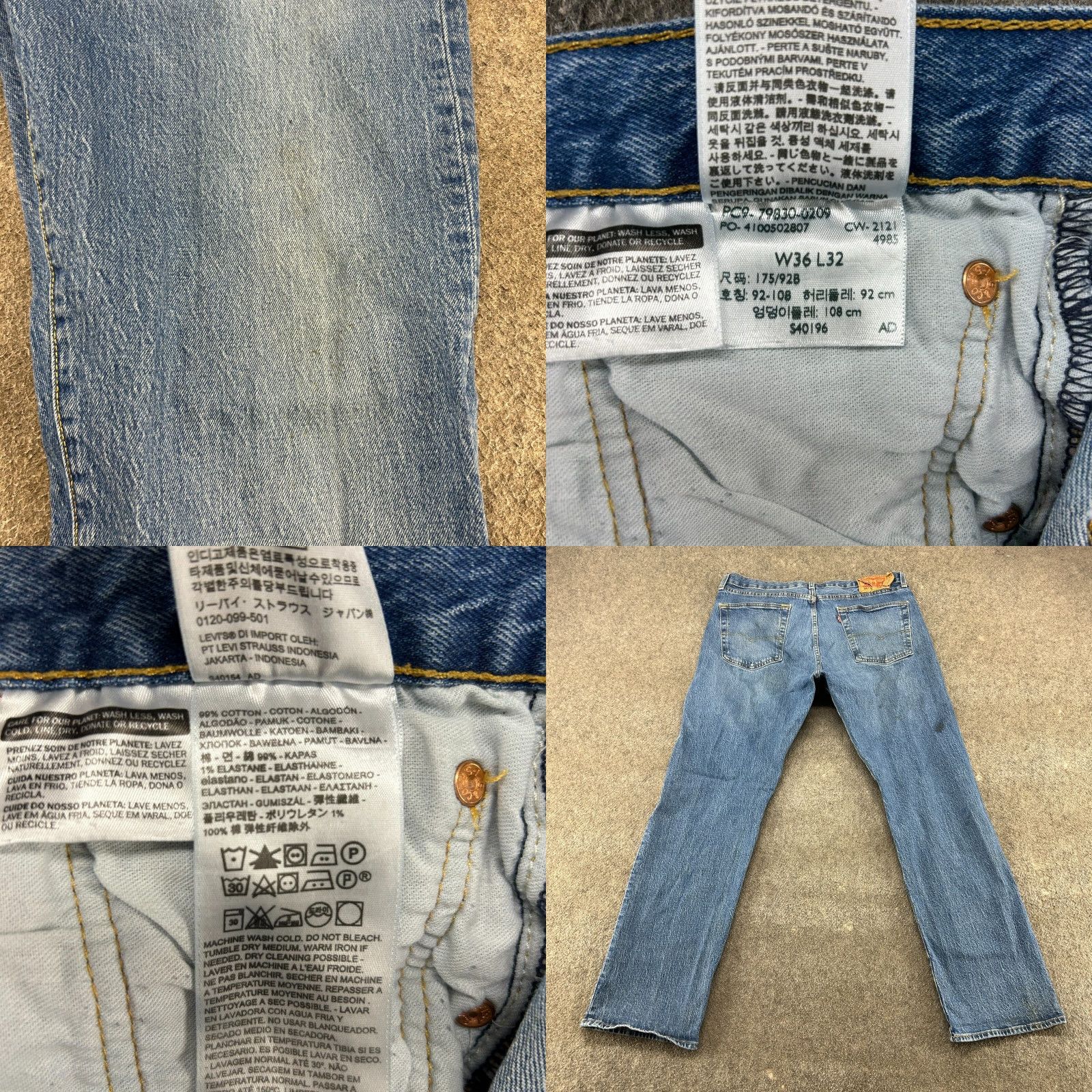 Levi's VINTAGE Levi's 501 Jeans Mens 36x32 Blue Regular Fit Distressed Straight Jeans Regular Mens Blue Distressed Pockets 500 Series Levi's 501 Size US 36 / EU 52 - 9 Thumbnail