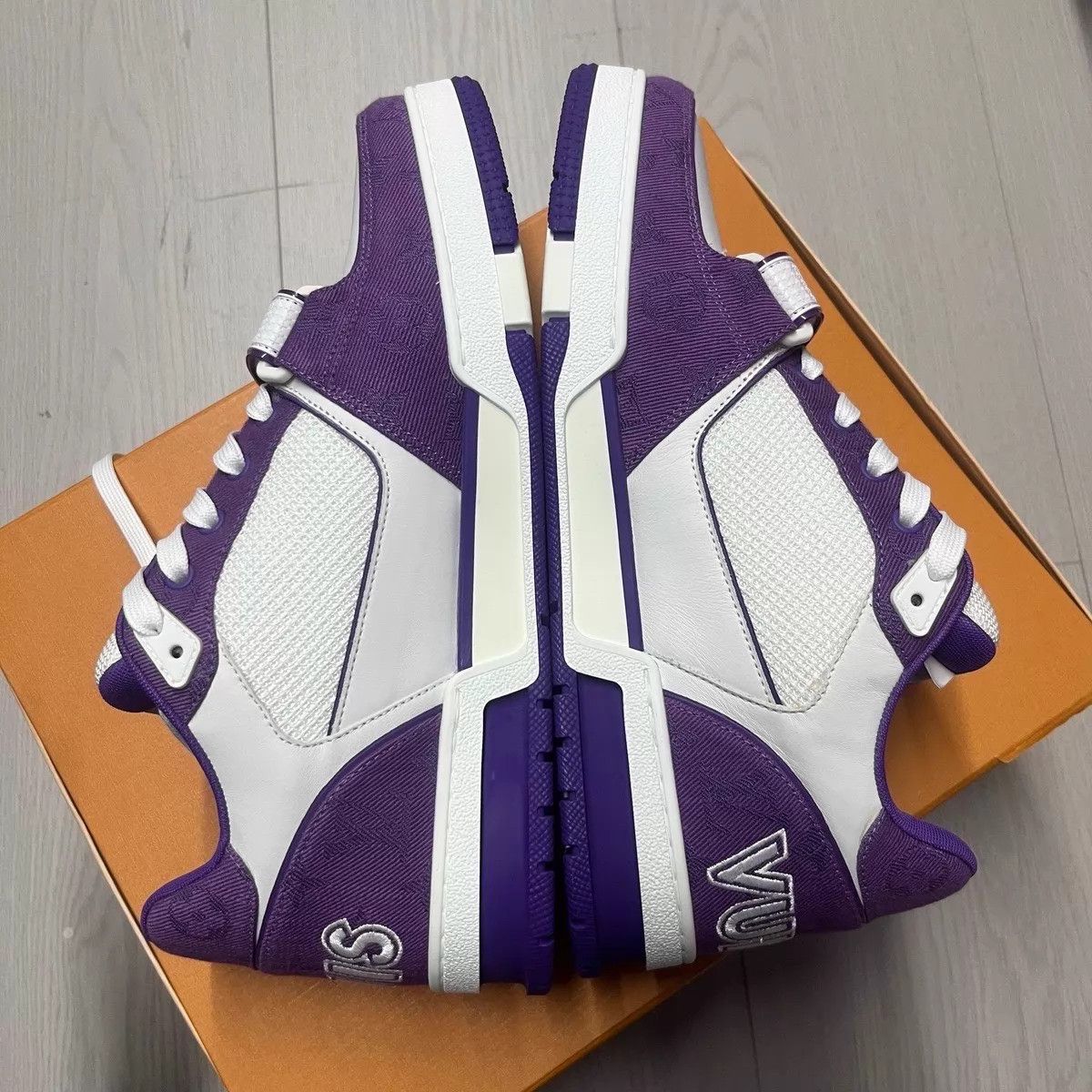 Louis Vuitton LV Trainer White & Purple Velcro Sneakers Size US 10.5 / EU 43-44 - 2 Thumbnail