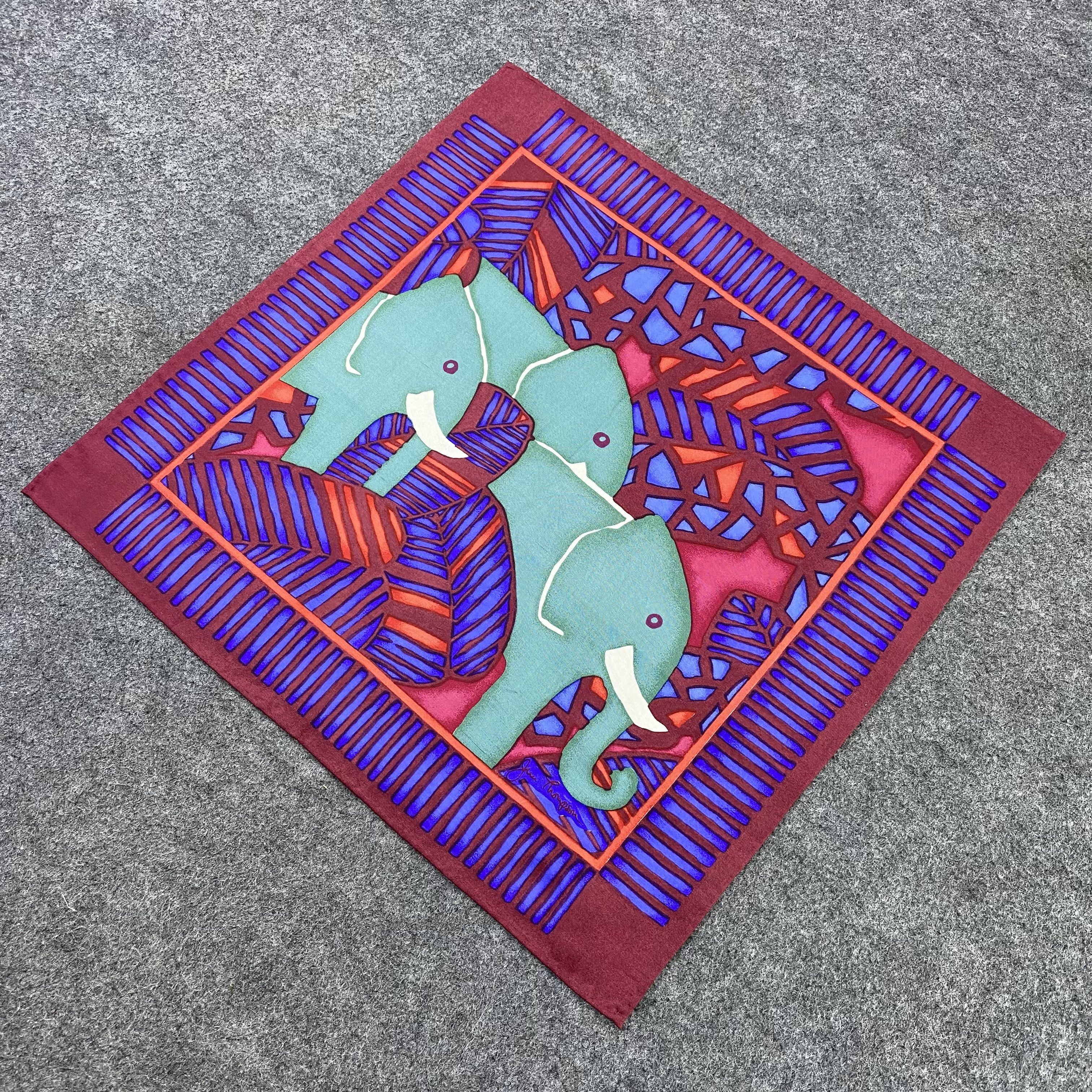 Jim Thompson Jim Thompson Elephant Silk Handkerchief Neckerchief -B1463 Size ONE SIZE - 4 Thumbnail