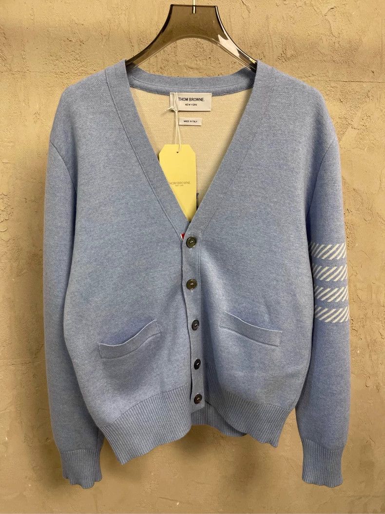 Thom Browne Thom Browne Sky blue back dolphin four-striped wool cardiga Size US S / EU 44-46 / 1 - 3 Thumbnail
