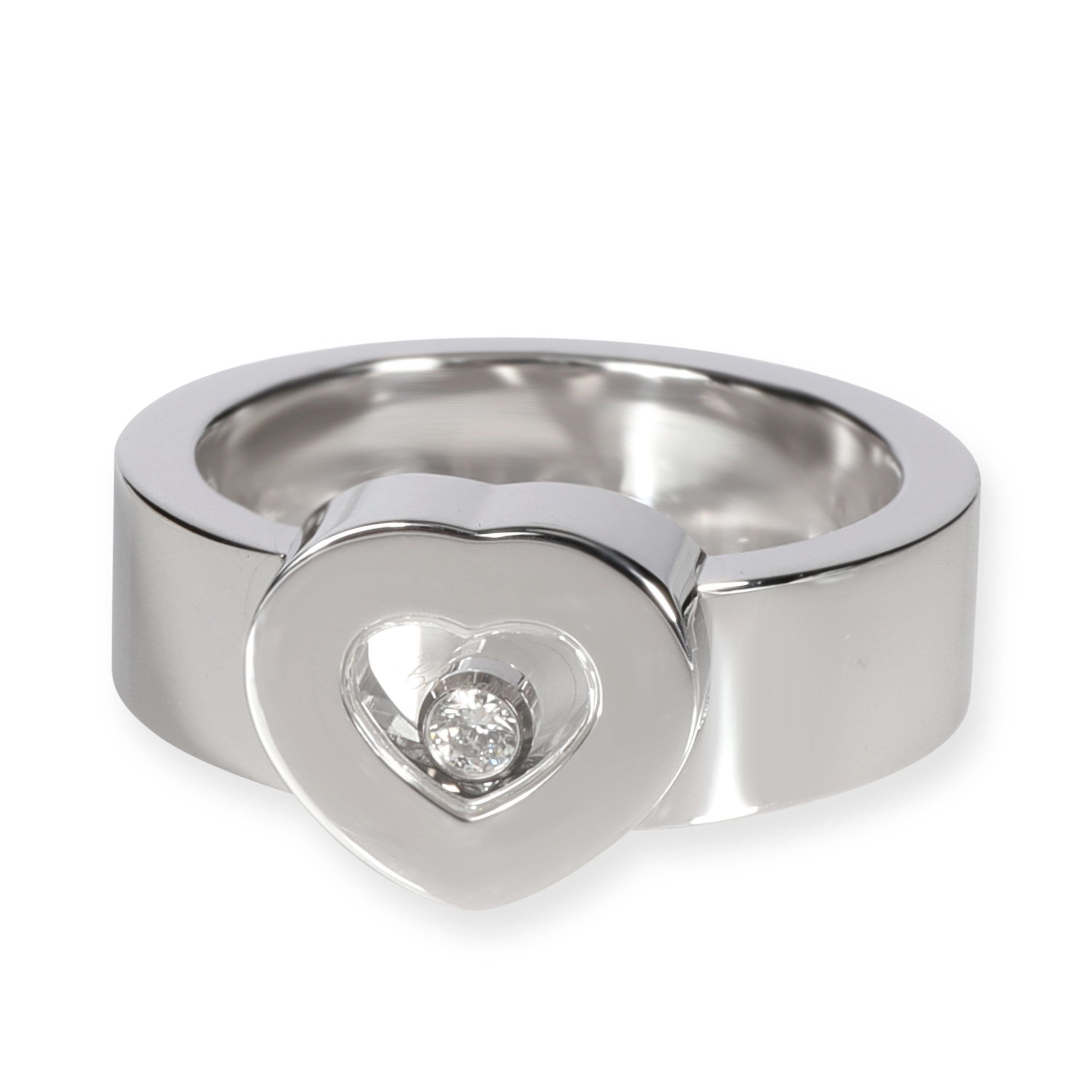 image of Chopard Happy Heart Diamond Ring In 18K White Gold 0.05 Ctw, Women's