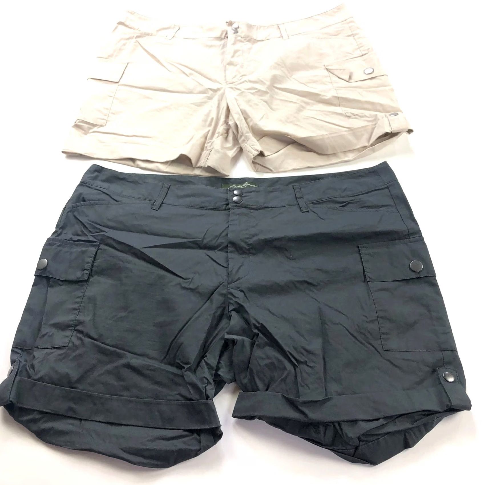 Eddie Bauer Eddie Bauer Cargo 6" Shorts Gray Beige LOT OF 2 - 16 Regular Waist, Inseam 6" - Women Activewear Cotton Nylon Spandex Stretch Everyday Casual Athletic Size 38" / US 16 / IT 52 - 2 Thumbnail