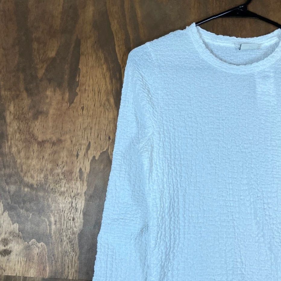 Abercrombie & Fitch Abercrombie & Fitch Womens Shirt White Fitted Textured Sheer Stretch Medium Size M / US 6-8 / IT 42-44 - 4 Thumbnail