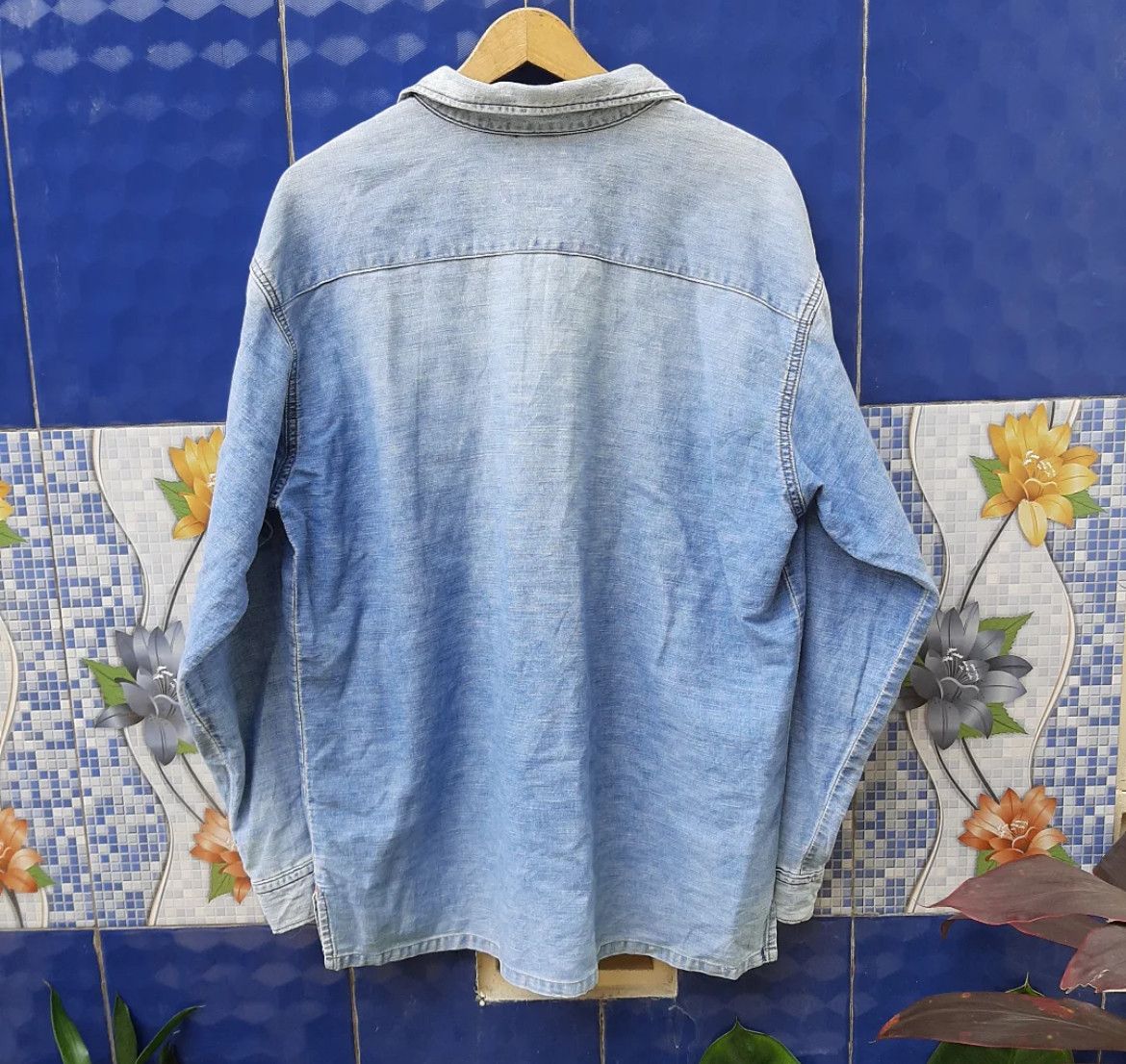 Blue Blue Japan 2000s Blue Blue X HR Market Wash Lace Up Longsleeve Shirt Size US XL / EU 56 / 4 - 2 Thumbnail