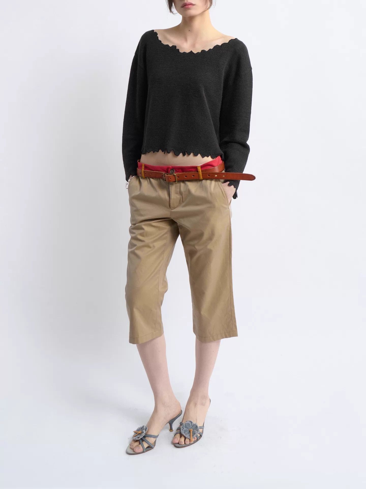 Kenzo KENZO 80s Vintage Wavy Hem Linen Blend Knit Top Size XS / US 0-2 / IT 36-38 - 2 Thumbnail