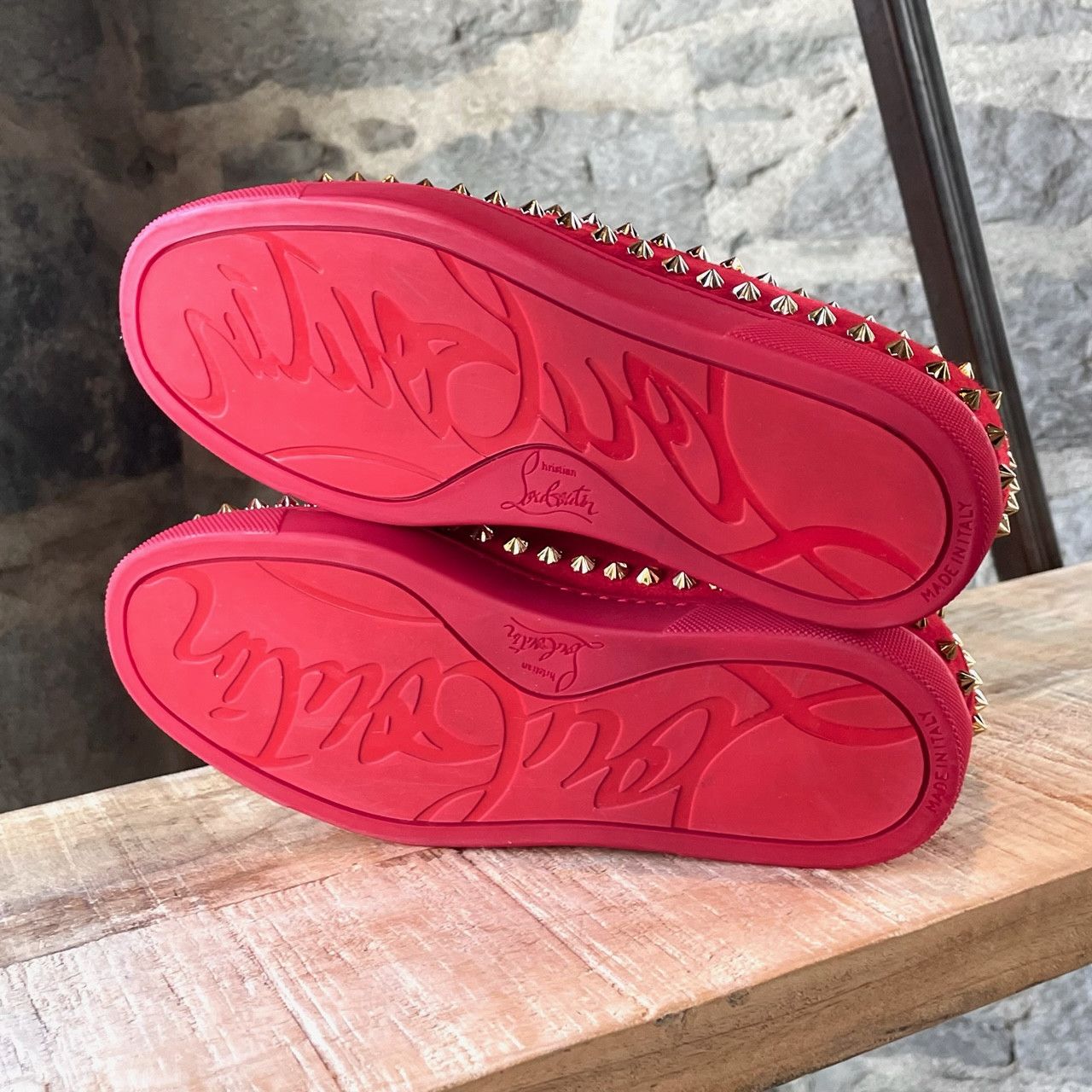 Christian Louboutin Christian Louboutin Red Suede Pik Boat Slip On Sneakers Size US 6 / IT 36 - 8 Thumbnail