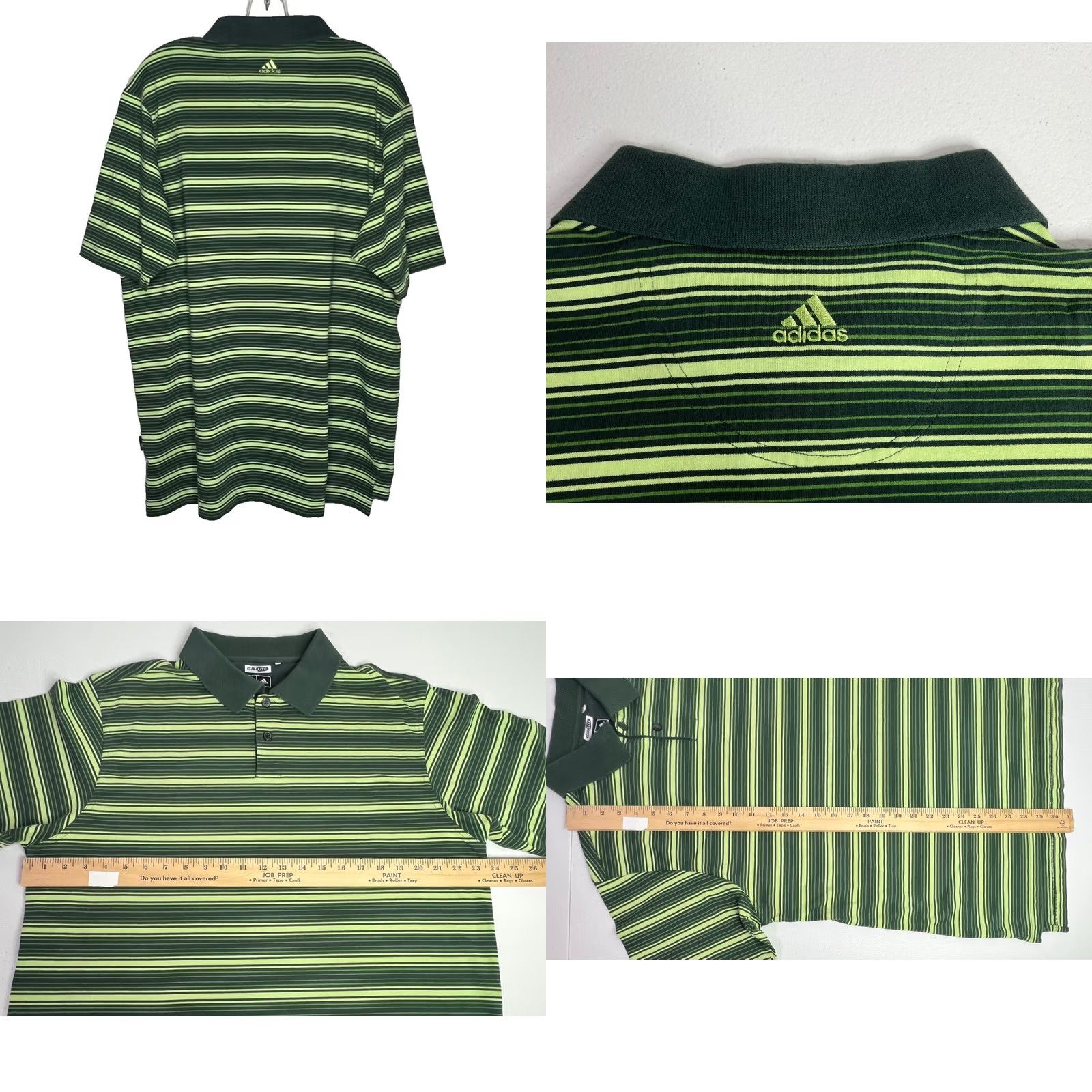 Adidas Adidas Climalite Mens Striped Golf Polo Shirt L Green Cotton Polyester Knit Short Sleeve Polo Size US L / EU 52-54 / 3 - 8 Thumbnail