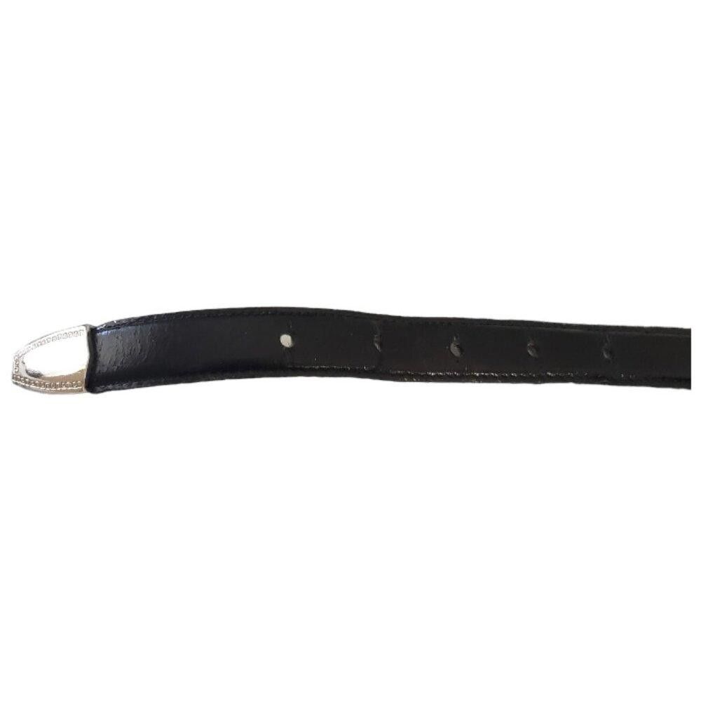 Designer JG Hook Black Leather Belt Size ONE SIZE - 4 Thumbnail