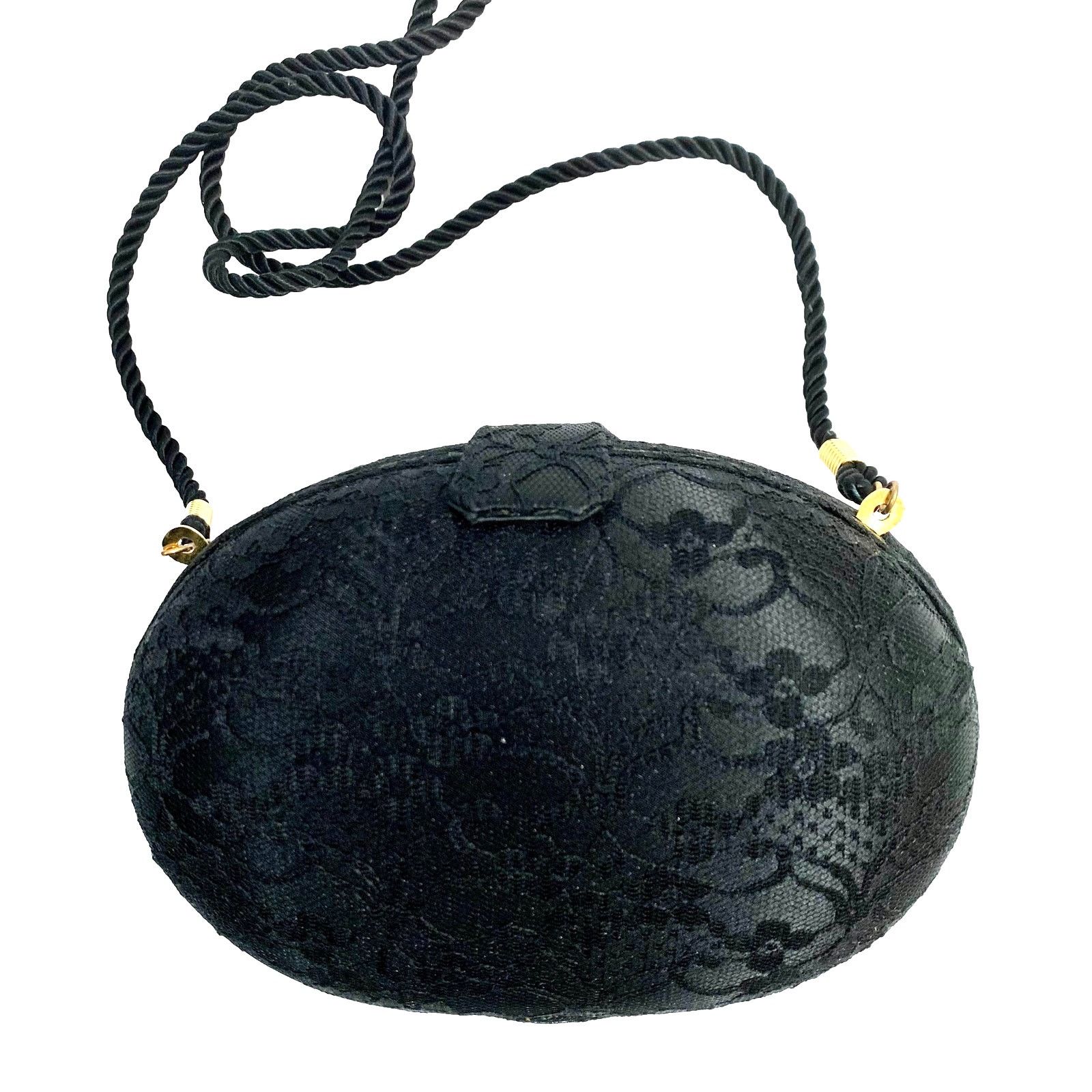 Vintage 80s Whiting & Davis Black Lace Clamshell Evening Bag Size ONE SIZE - 4 Thumbnail