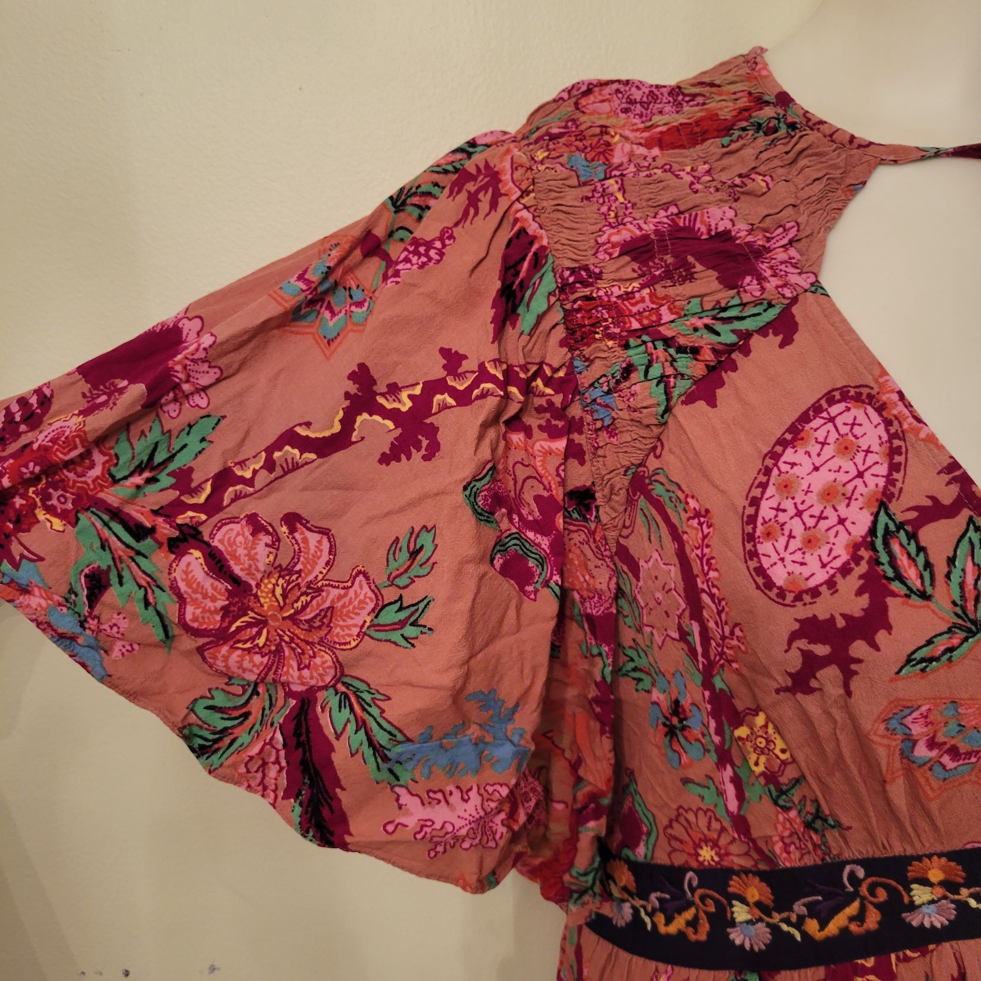 Anthropologie Anthropologie M Bohemian Floral Maxi Dress Flutter Sleeves V Size M / US 6-8 / IT 42-44 - 8 Thumbnail