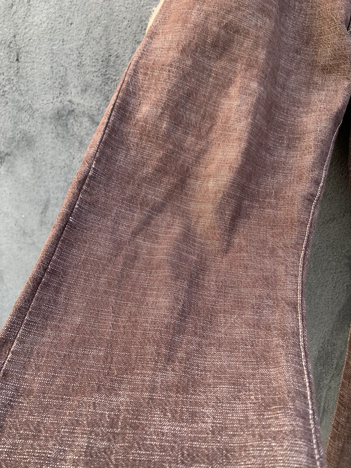 Vintage 👹VINTAGE CONCAVE DISTRESSED POCKET BROWN DENIM Size US 31 - 14 Thumbnail