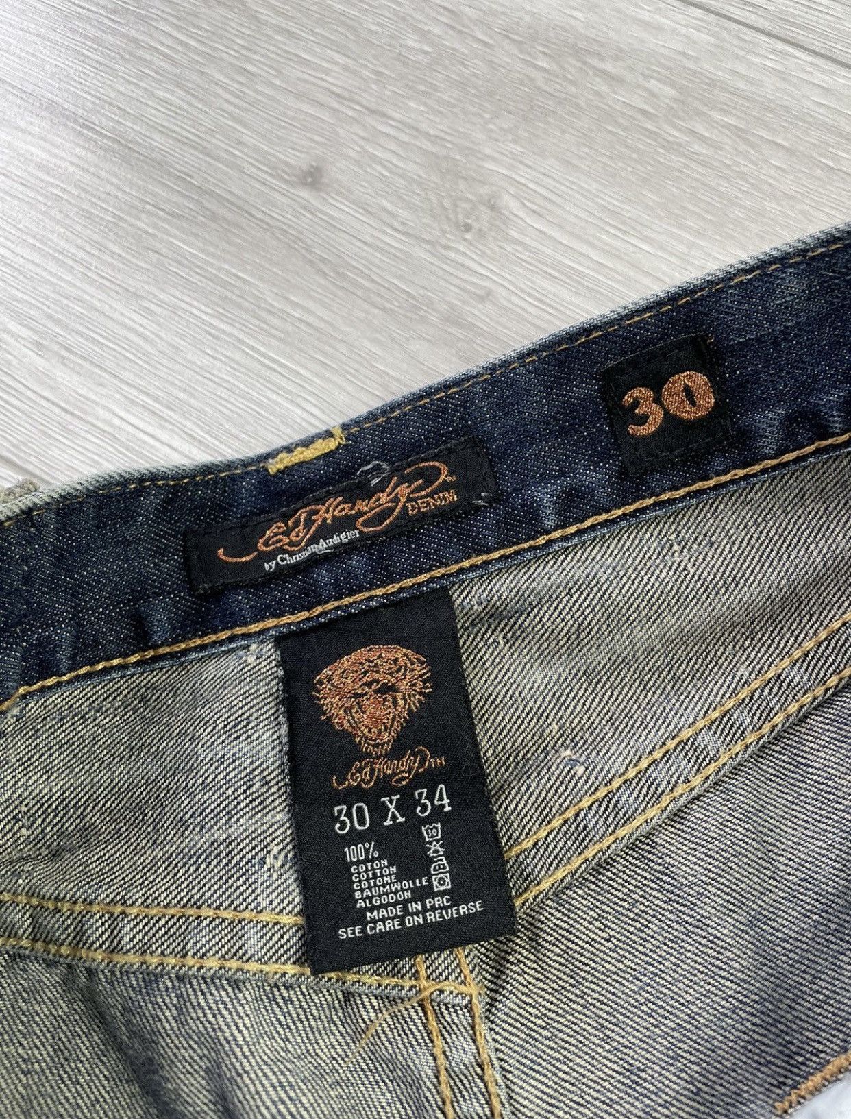 Christian Audigier × Ed Hardy × Vintage Ed Hardy Vintage Classical Distressed Style Jeans Size US 30 / EU 46 - 12 Thumbnail