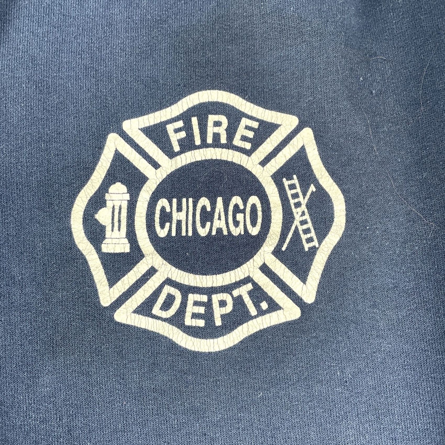 Hanes VINTAGE NAVY Hanes Chicago Fire Department Sweatpants Print 90s XL Adults Blue Pants, Drawstring, Regular Inseam 29 in Men Size US 36 / EU 52 - 3 Thumbnail