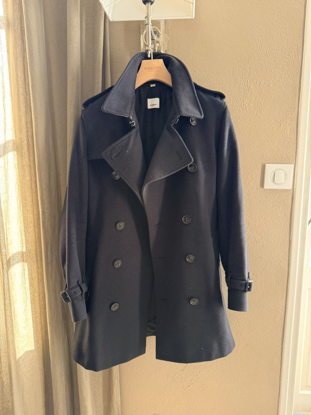 Burberry Burberry navy blue cashmere and wool trench coat IT48 Size US M / EU 48-50 / 2 - 1 Thumbnail