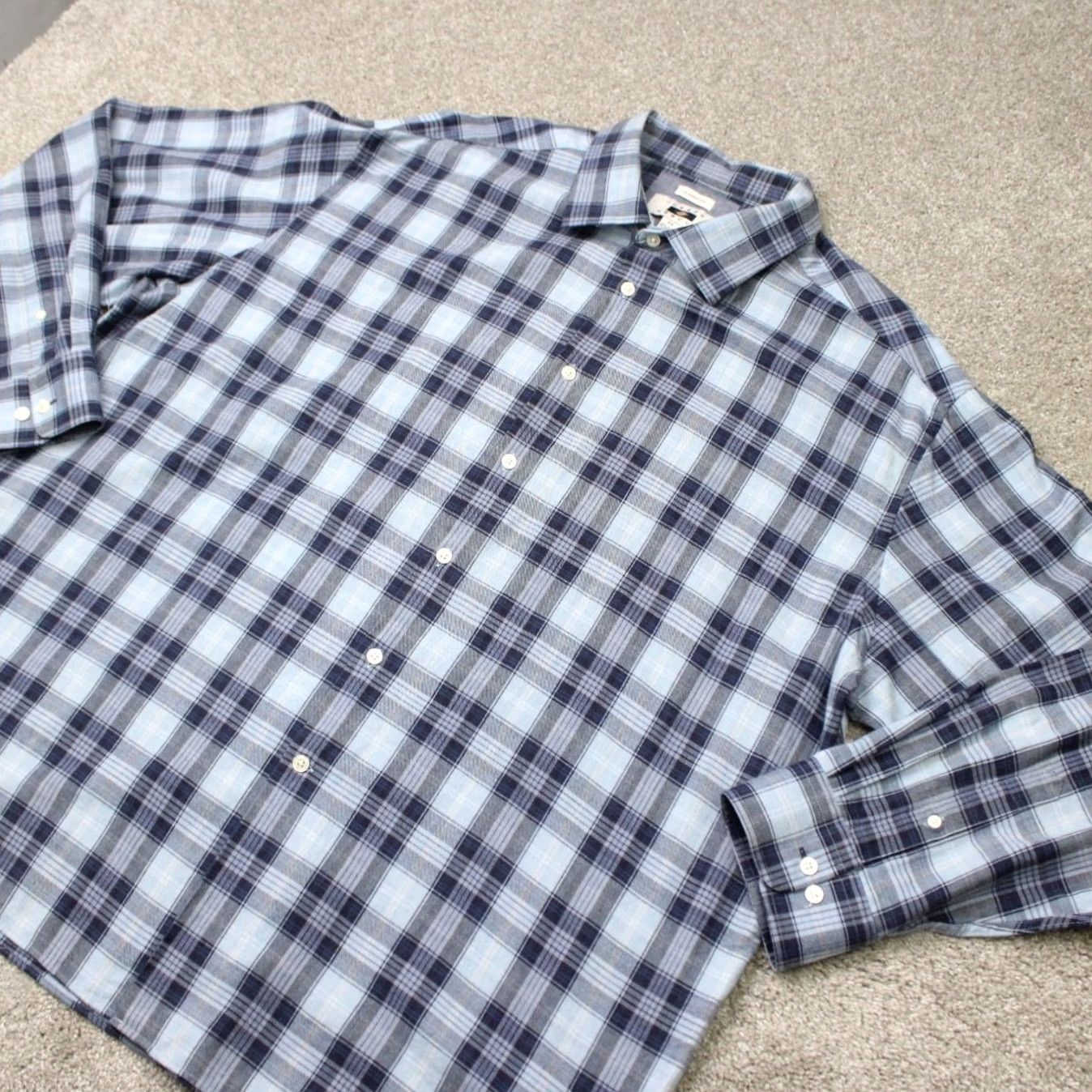Joseph Abboud Joseph Abboud Shirt Mens 2XL Blue Plaid Wool Cotton L/S Classic Fit Button-Up Dress Shirt Size US XXL / EU 58 / 5 - 3 Thumbnail