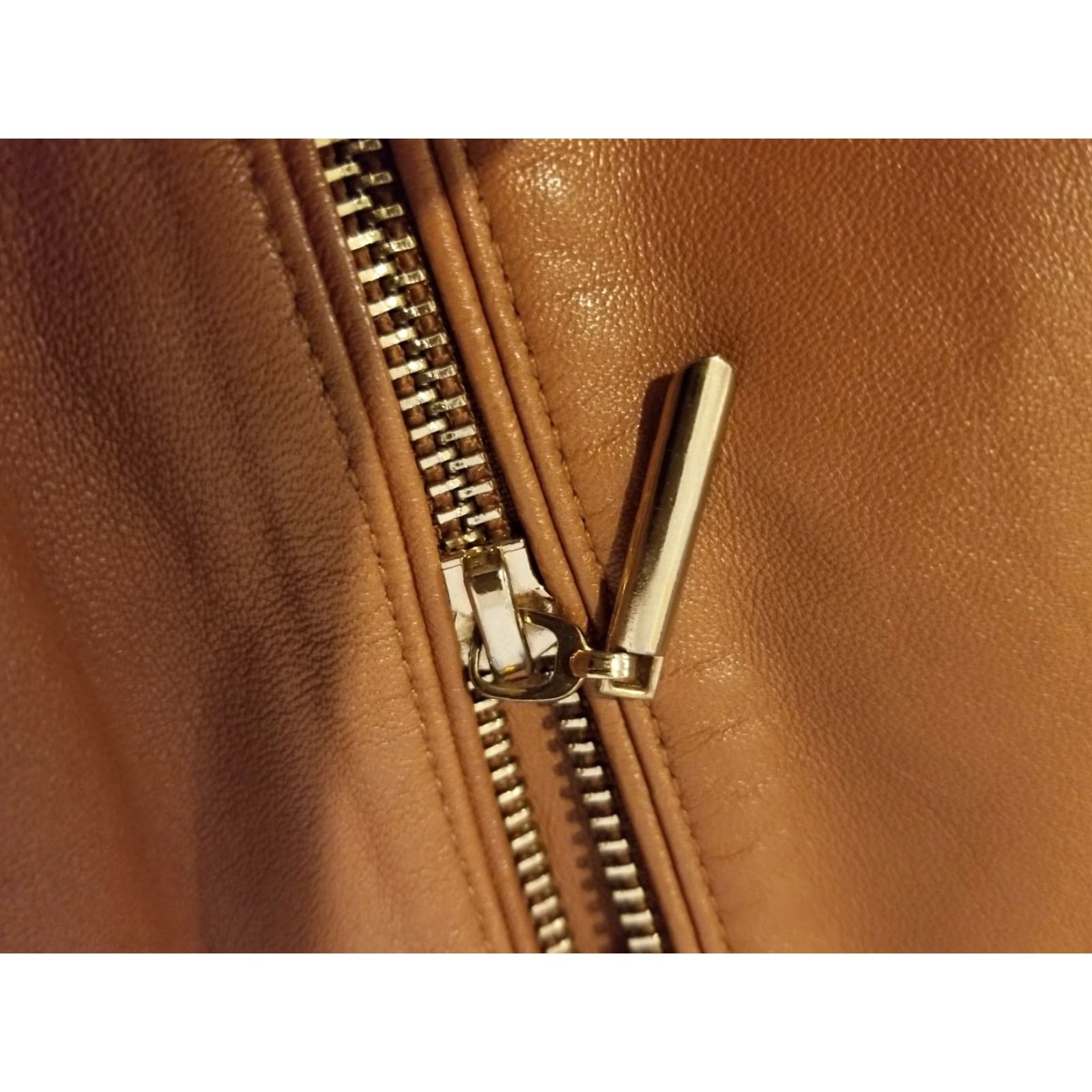 White House Black Market Womens White House Black Market Leather Jacket S Small Brown Shirt? Size S / US 4 / IT 40 - 6 Thumbnail