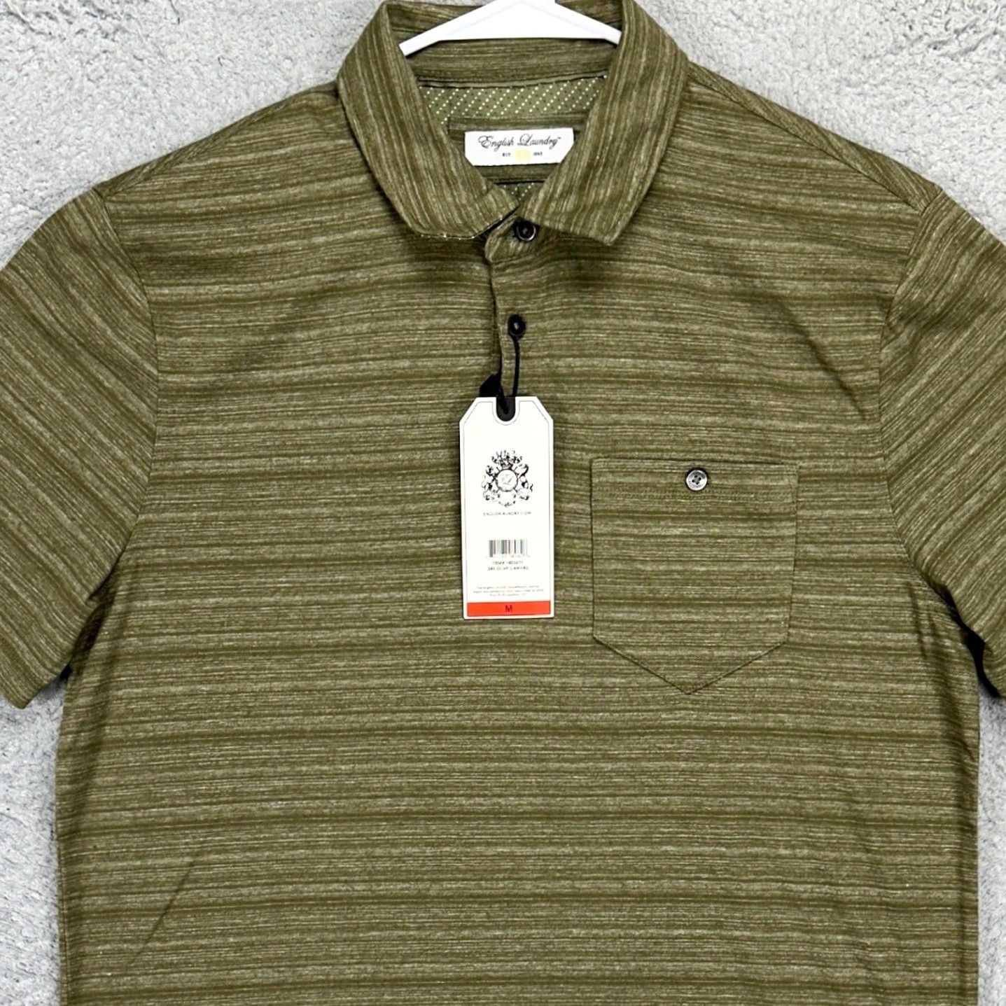 English Laundry VINTAGE? No. English Laundry Polo Shirt Mens Medium Olive Green Stripe Rugby Golf Casual NEW Shirt Mens Medium Green Stripe Rugby Golf Casual NEW Size US M / EU 48-50 / 2 - 2 Thumbnail
