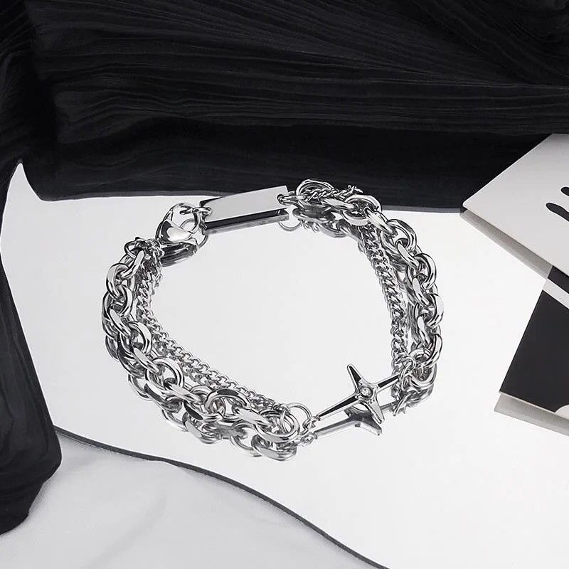 Japanese Brand Cross Star Layer Chain Beacelet Size ONE SIZE - 4 Thumbnail