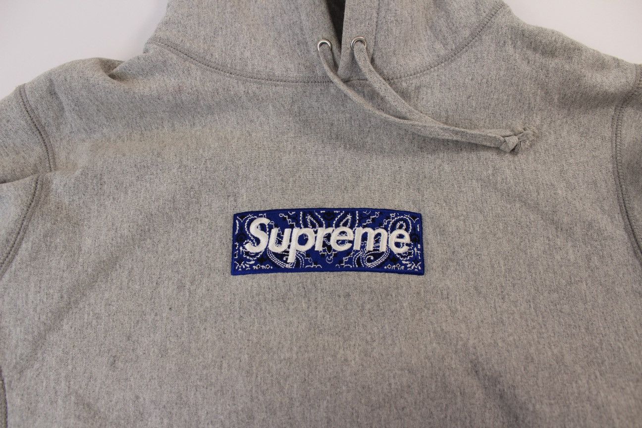 Supreme Supreme Bandana Box Logo Hooded Sweatshirt 'Heather Grey' Size US M / EU 48-50 / 2 - 11 Thumbnail