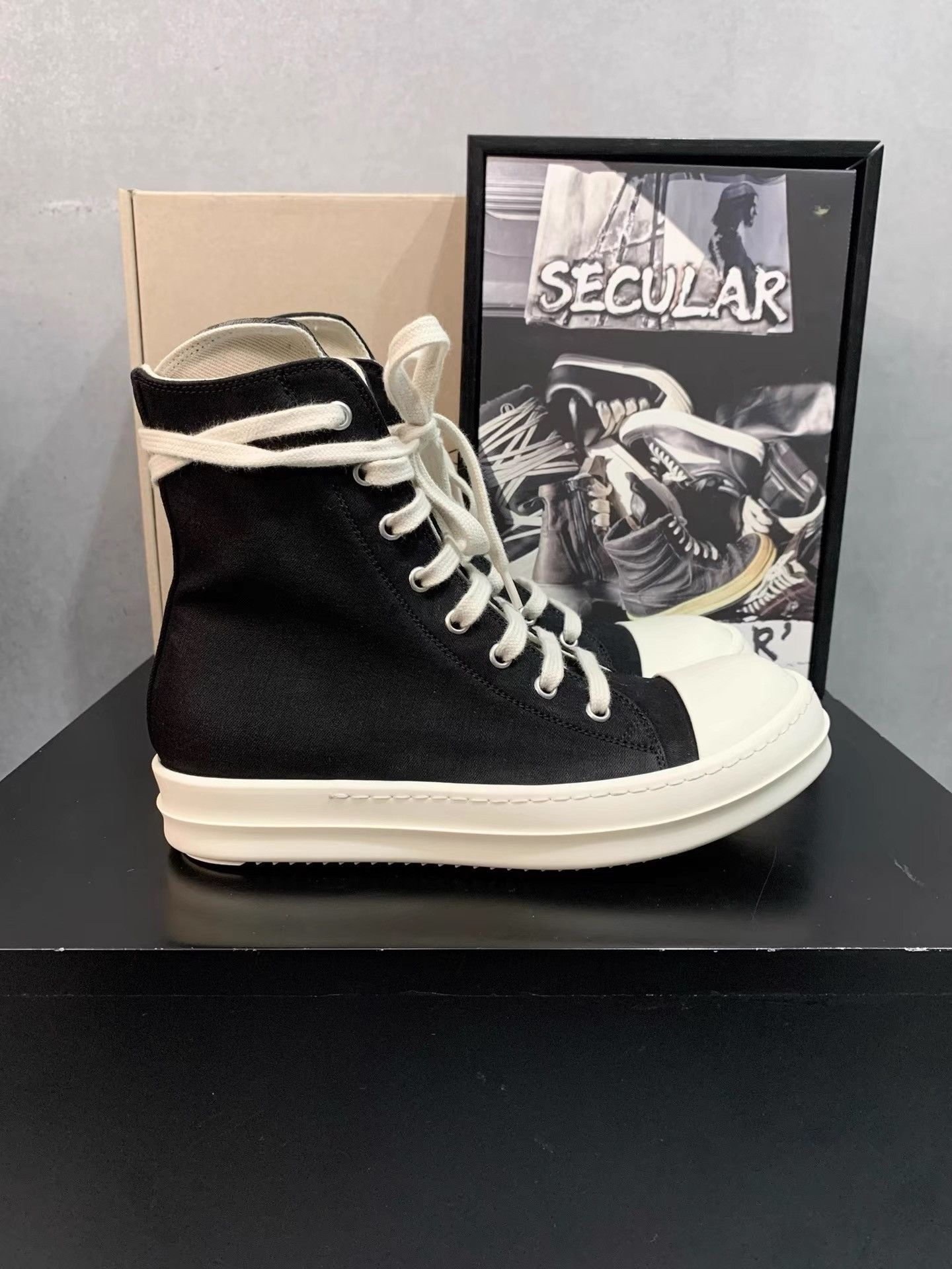 Rick Owens Rick Owens New DRKSHDW Canvas High Top Sneakers K34 Size US 6 / IT 36 - 1 Thumbnail