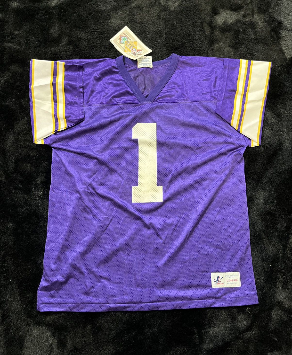 image of Vintage 90's Minnesota Vikings Logo Athletic Warren Moon in Purple, Men's (Size Large)