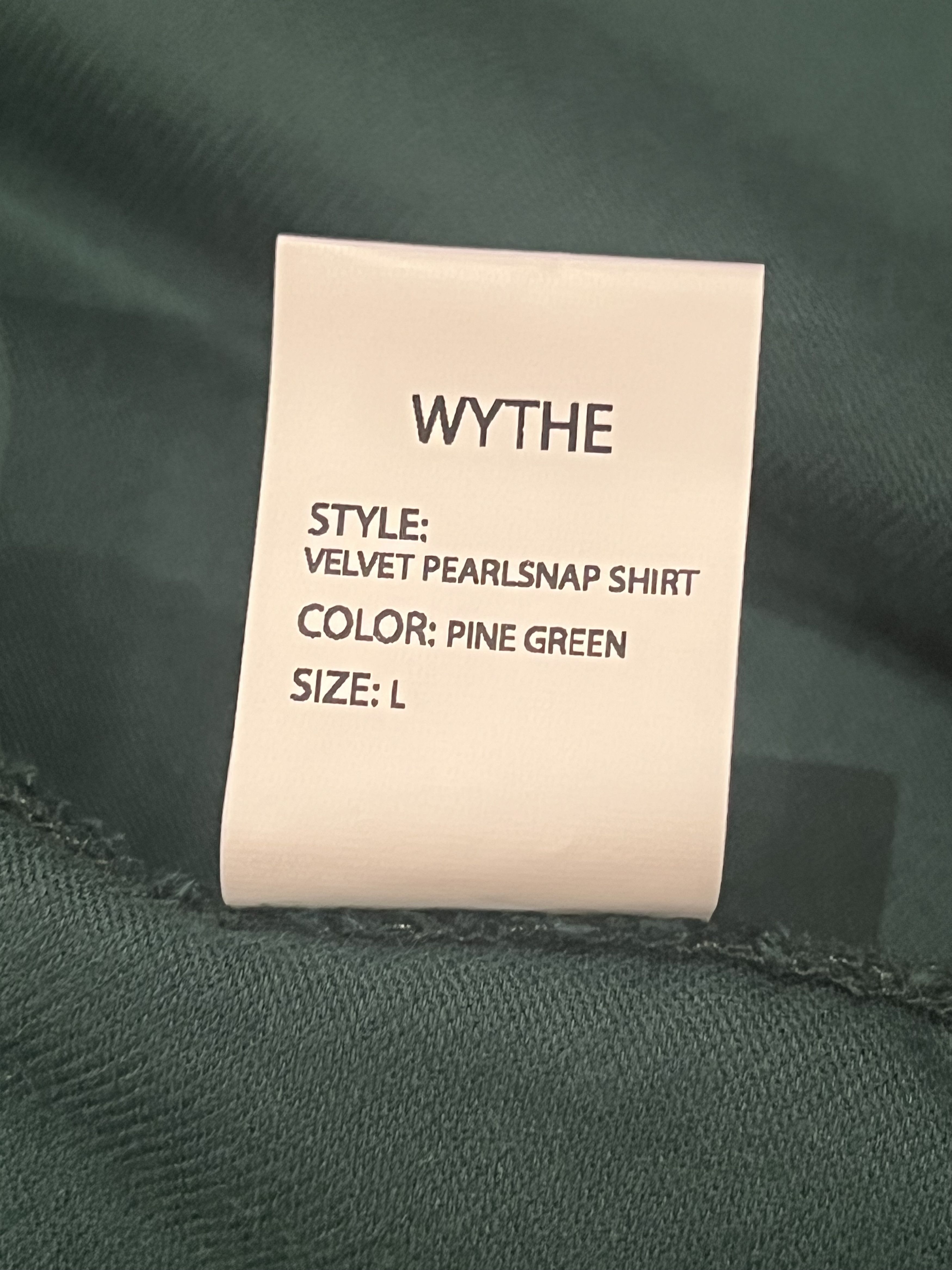 WYTHE 💚 Wythe Velvet Pearlsnap Shirt Pine Green Large NEW Size US L / EU 52-54 / 3 - 17 Thumbnail