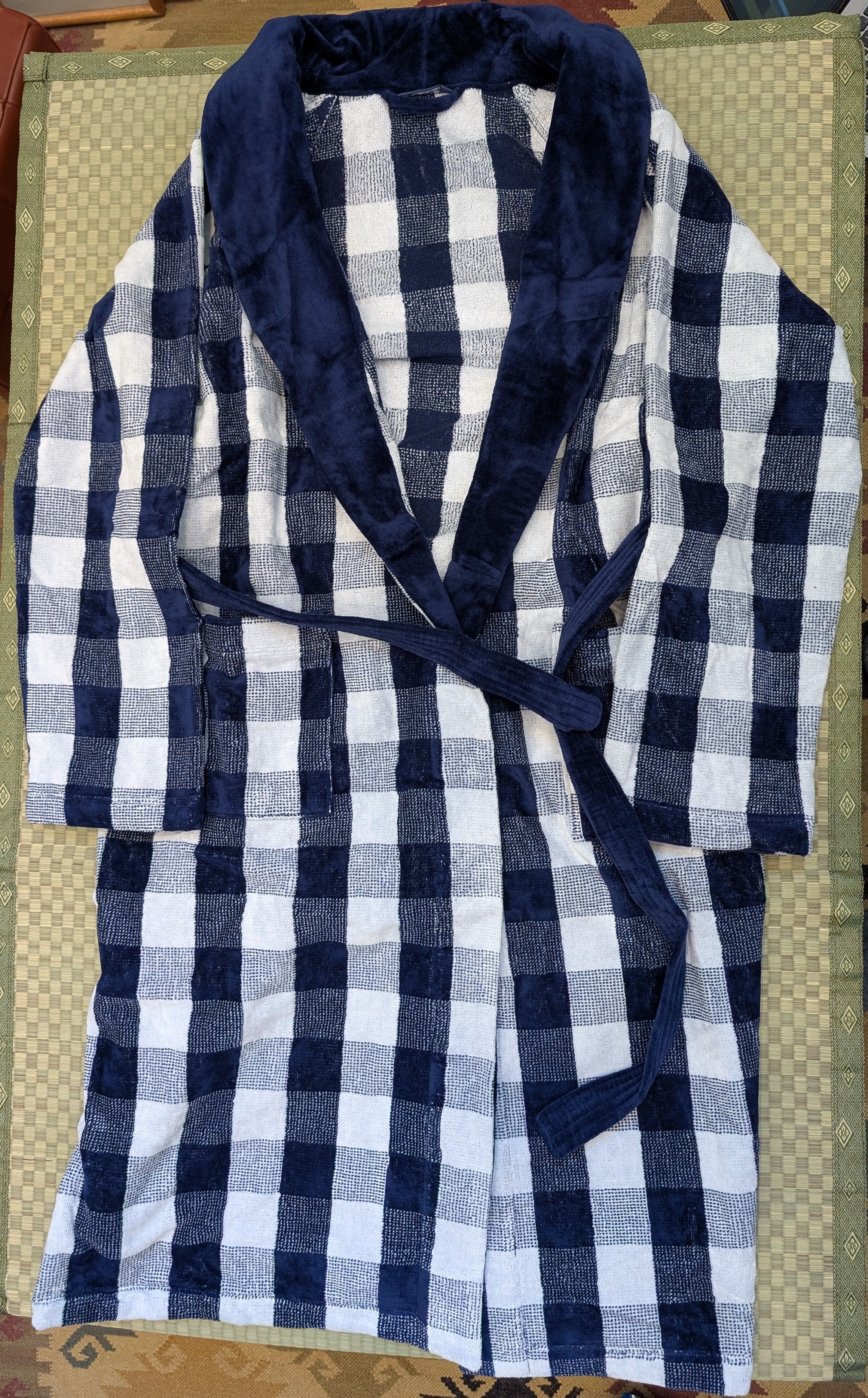 Other Hastens Cotton Terry Long Sleeve Gingham Robe Size US XL / EU 56 / 4 - 1 Thumbnail