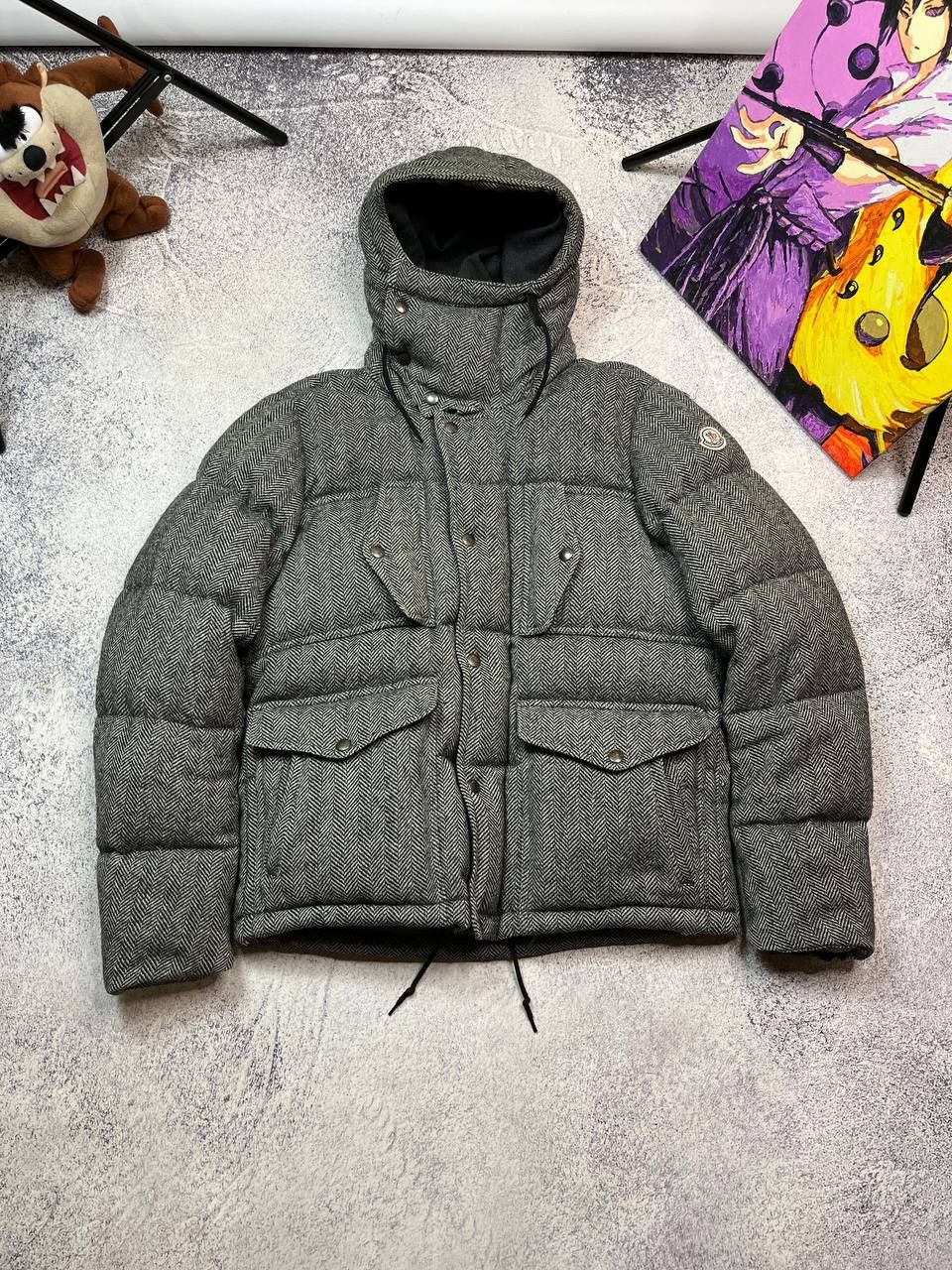 Moncler Moncler Gildas Herringbone Wool Down Puffer Jacket Size US L / EU 52-54 / 3 - 1 Thumbnail