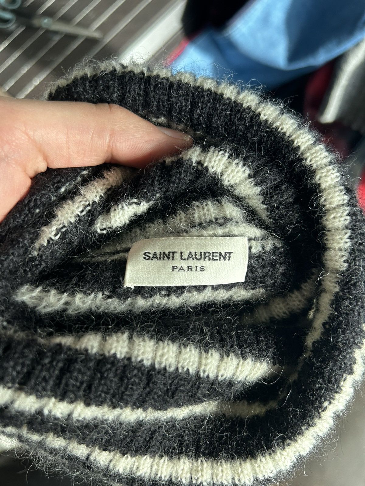 Saint Laurent Paris Striped Mohair Turtleneck Sweater Size US M / EU 48-50 / 2 - 10 Thumbnail