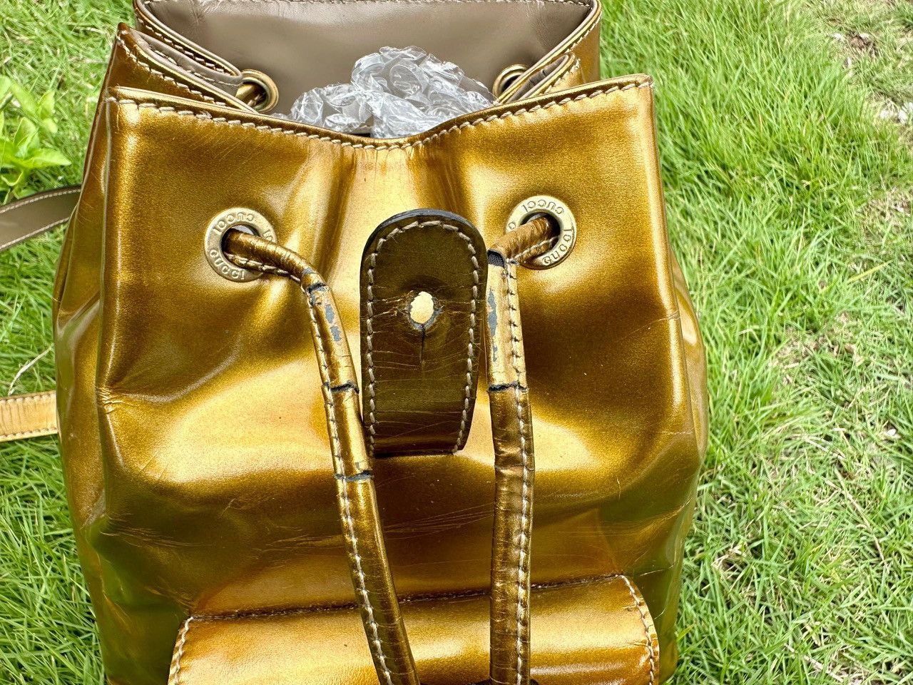 Gucci Authentic Gucci Bamboo Patent Leather Mini Backpack Size ONE SIZE - 9 Thumbnail