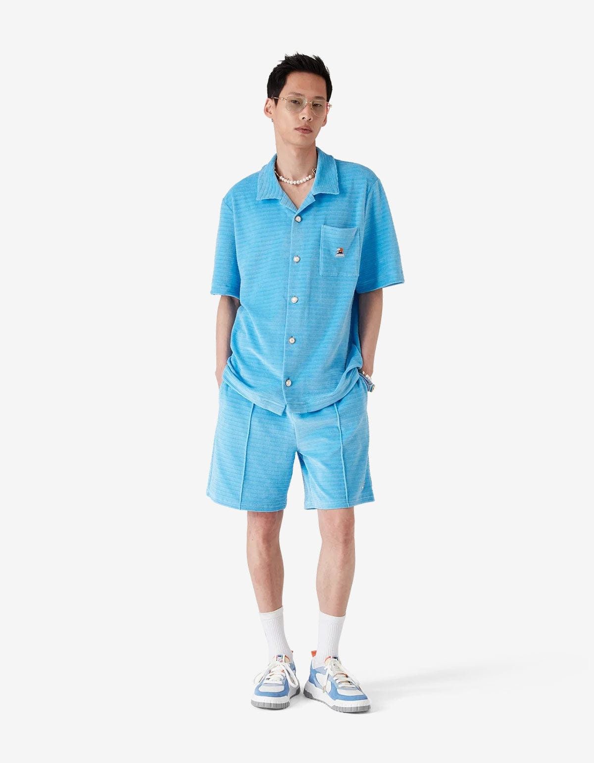 Casablanca Casablanca Blue Velour Stripe Shorts Size US 32 / EU 48 - 4 Thumbnail