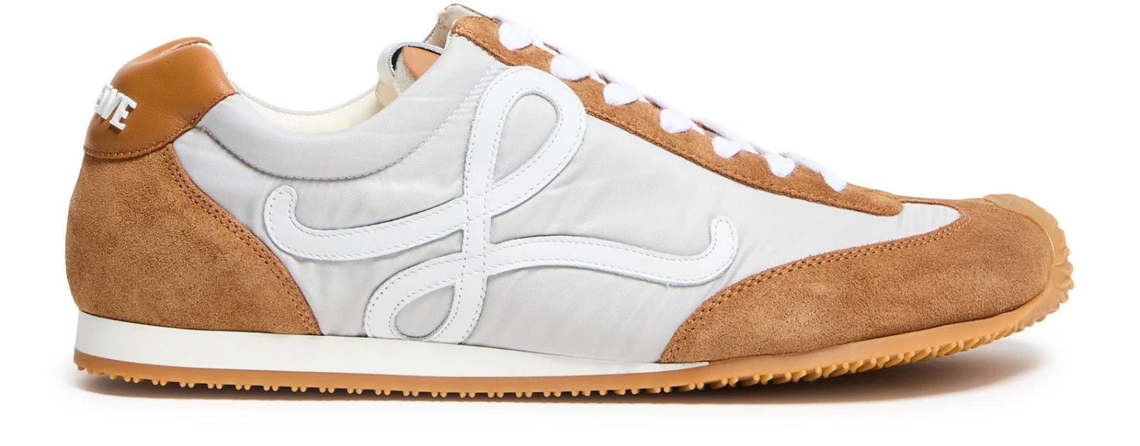 LOEWE White/Tan Nylon And Leather Sneakers New