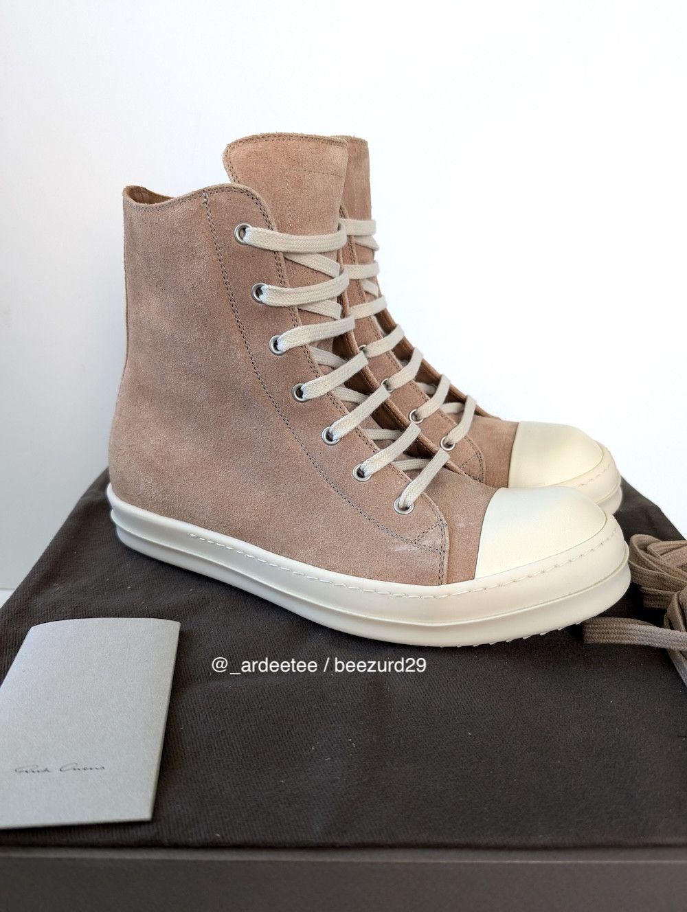 Rick Owens 💥1/1 UNRELEASED DARKFLESH LEATHER HIGH RAMONES Size US 9 / EU 42 - 6 Thumbnail