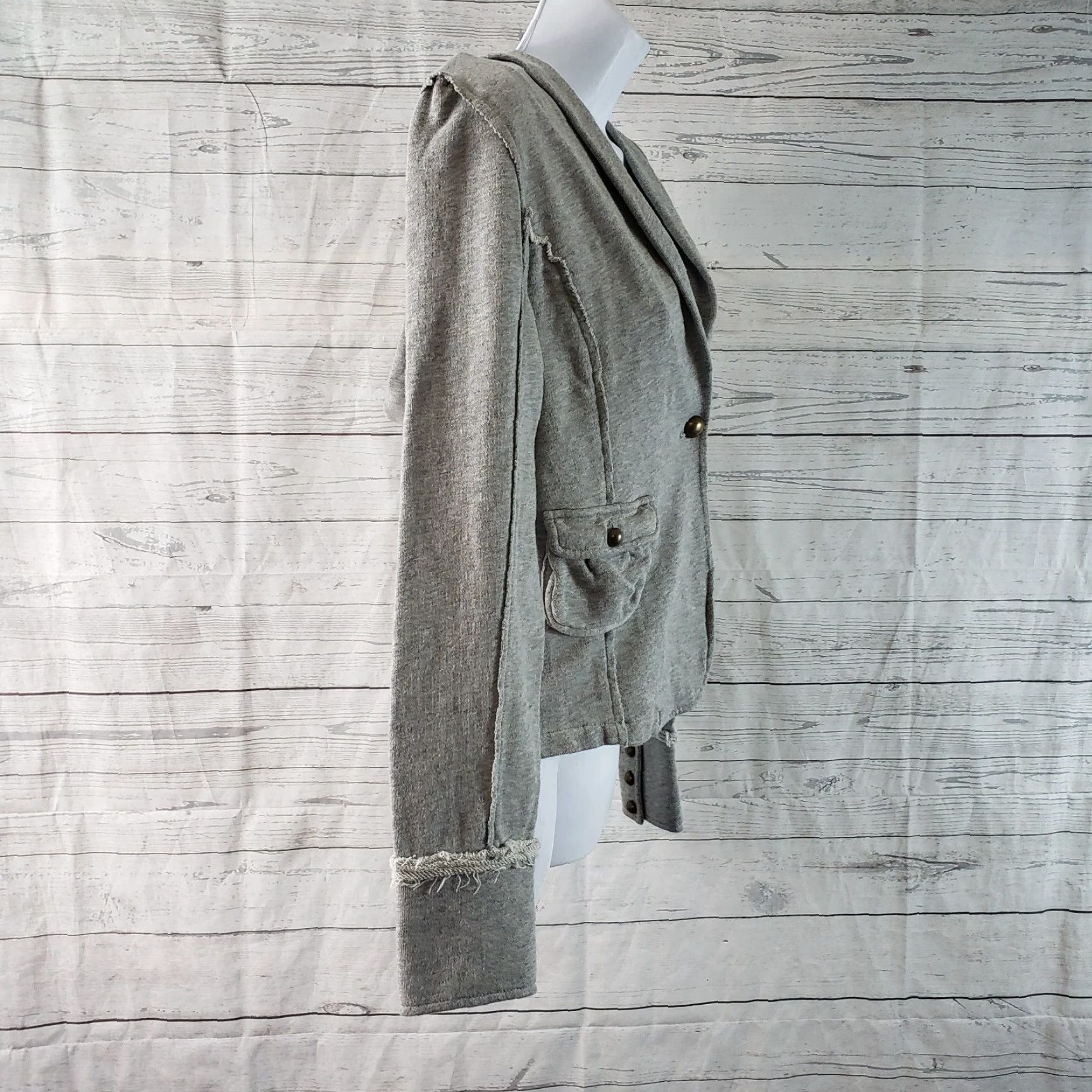 Anthropologie Allihop Womens Sweatshirt Jacket Sz Small Gray Buttoned Jacket Womens Small Gray Allihop Size S / US 4 / IT 40 - 3 Thumbnail