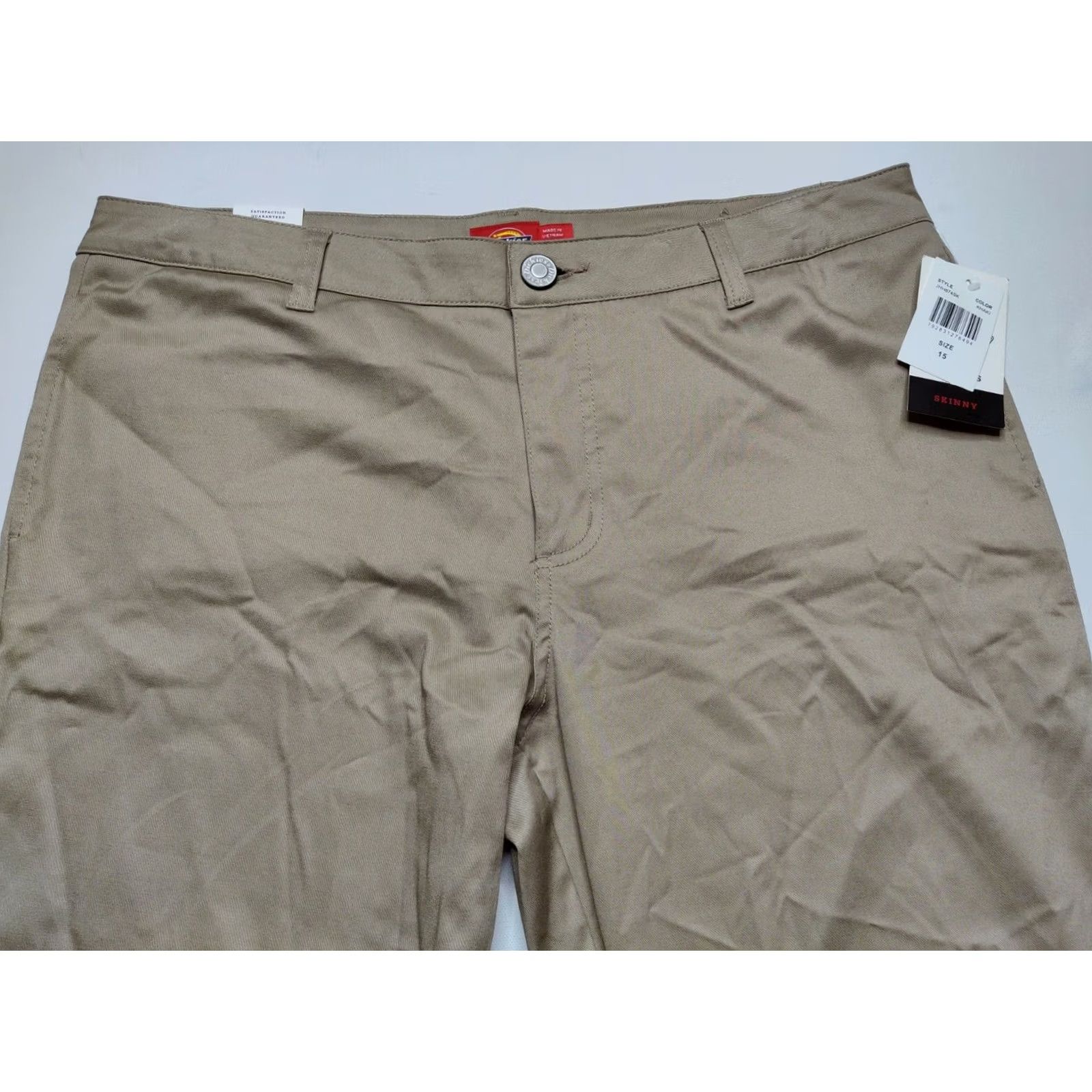 Dickies Dickies Women Junior Size 15 Skinny Mid Rise Stretch Khaki Pants NEW Size 36" / US 14 / IT 50 - 4 Thumbnail