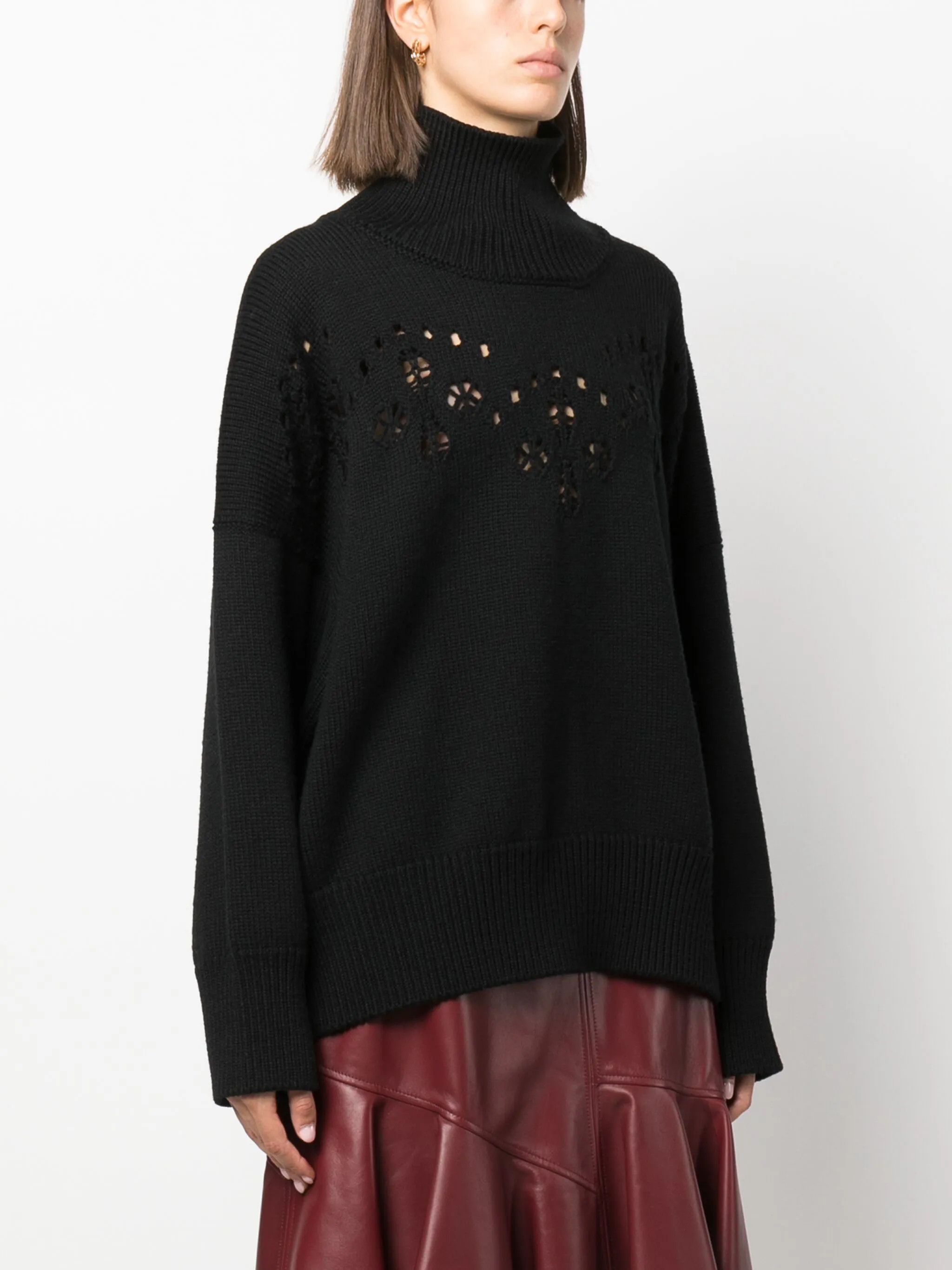 Chloe o1y0825 Turtleneck Sweater in Black Size M / US 6-8 / IT 42-44 - 3 Thumbnail