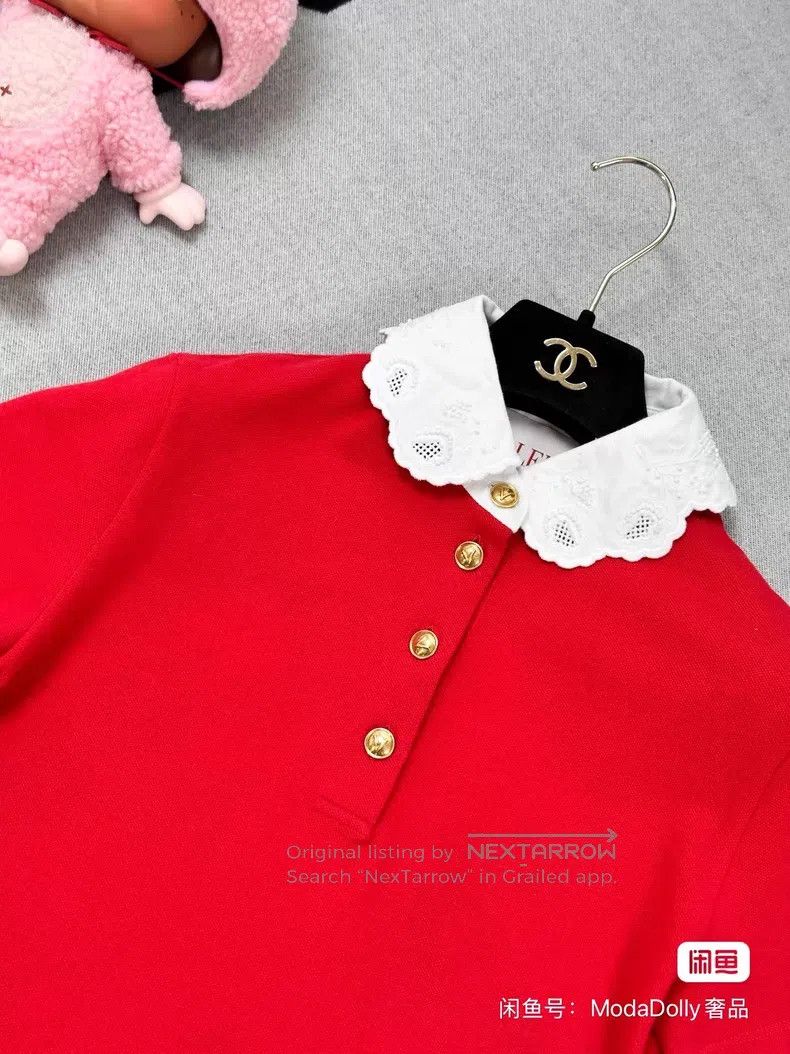 Valentino Valentino Red patchwork lace doll collar top Size M / US 6-8 / IT 42-44 - 3 Thumbnail