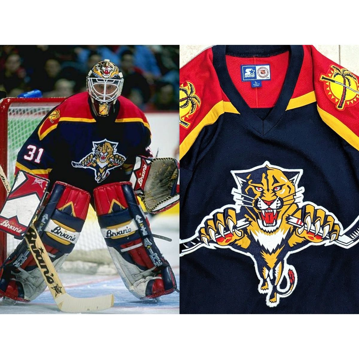 image of Florida Panthers 1998 Starter Jersey Stick Break L Navy Nhl in Blue, Men's (Size Large)