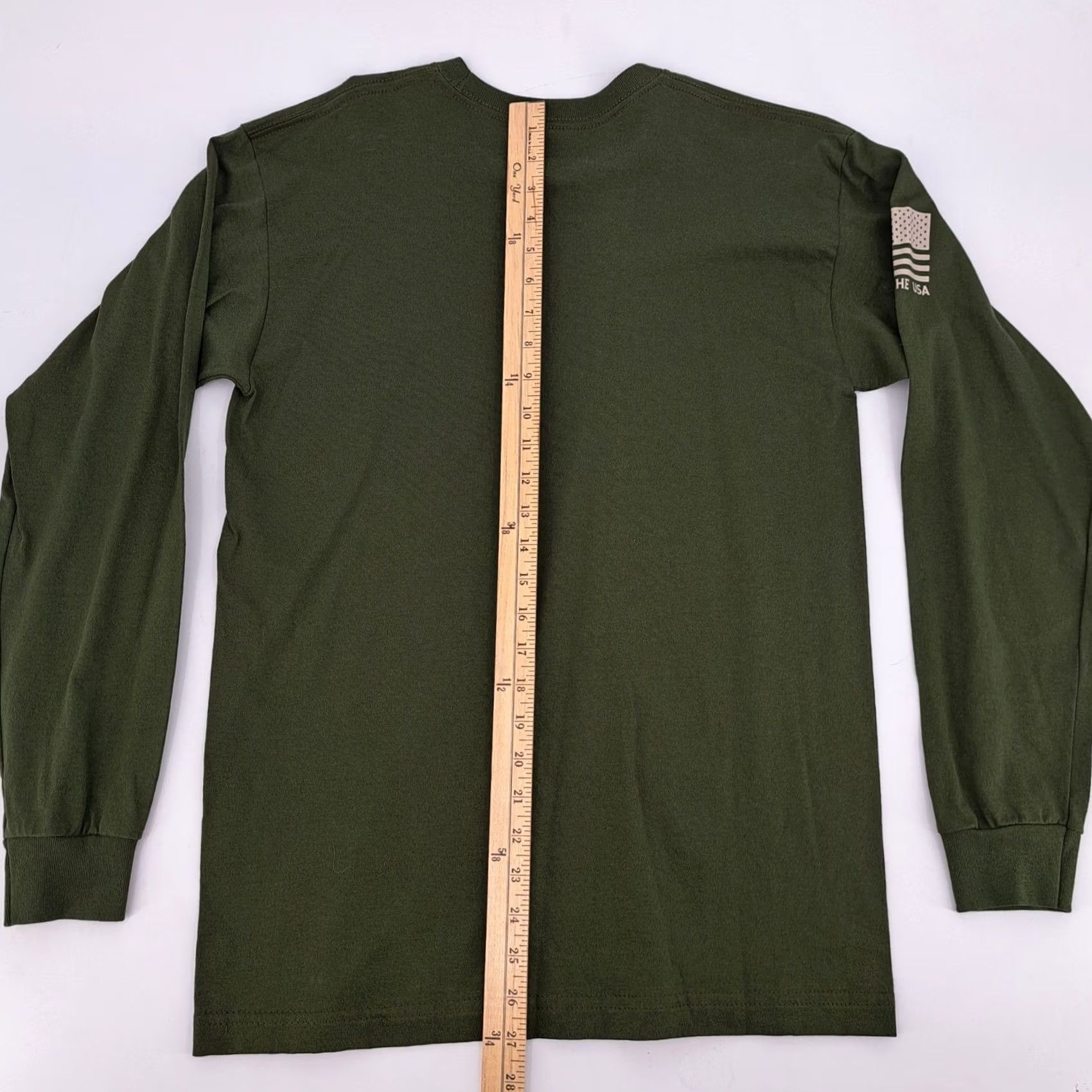Olive Rags of Honor Long Sleeve Shirt Mens M Olive Green Crew Neck Graphic Print Dont Tread on Me USA Flag Rags of Honor Patriotic T-Shirt Size US M / EU 48-50 / 2 - 6 Thumbnail