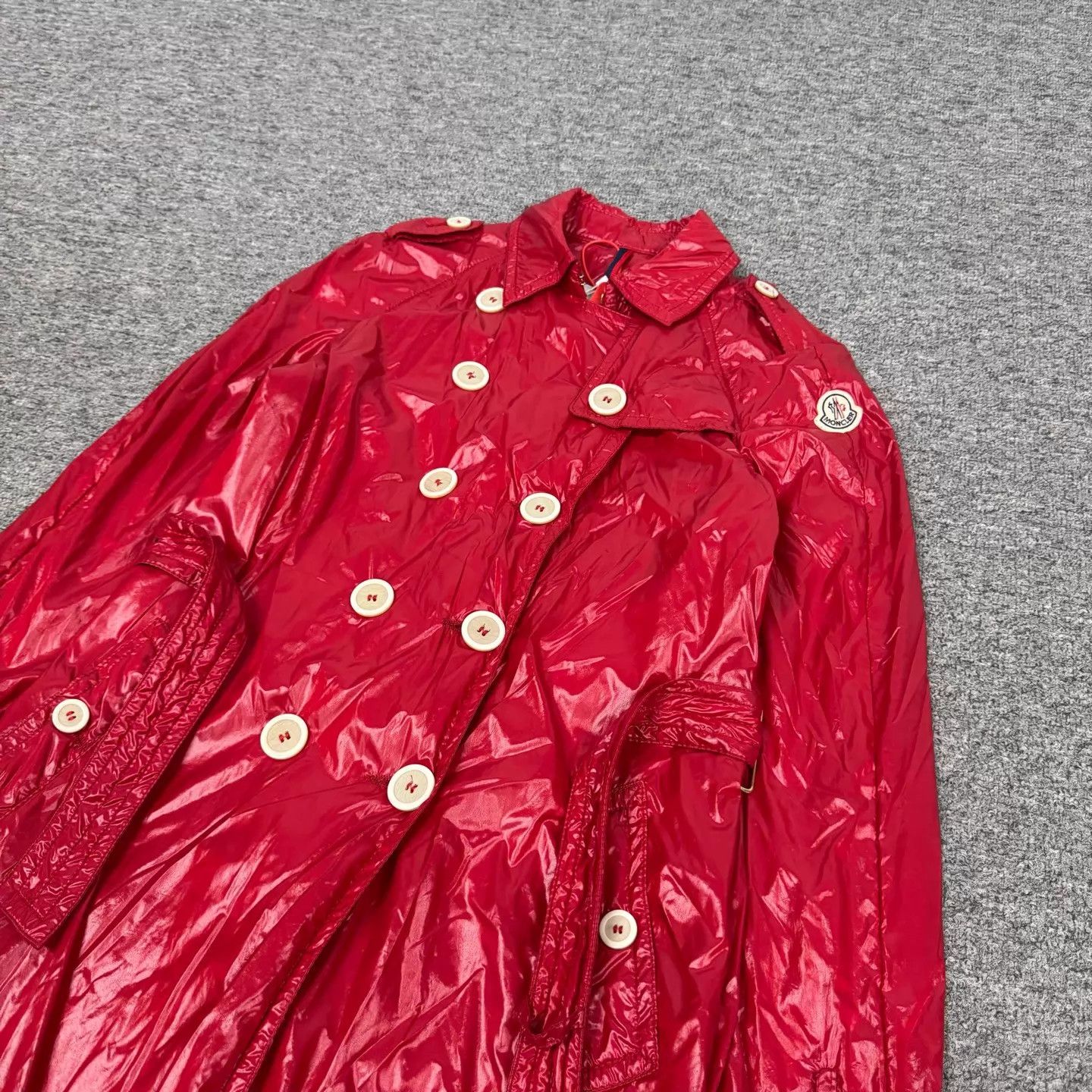 Moncler Moncler Shiny Red Belted DB Mid Trench Coat 1/99 Size S / US 4 / IT 40 - 4 Thumbnail