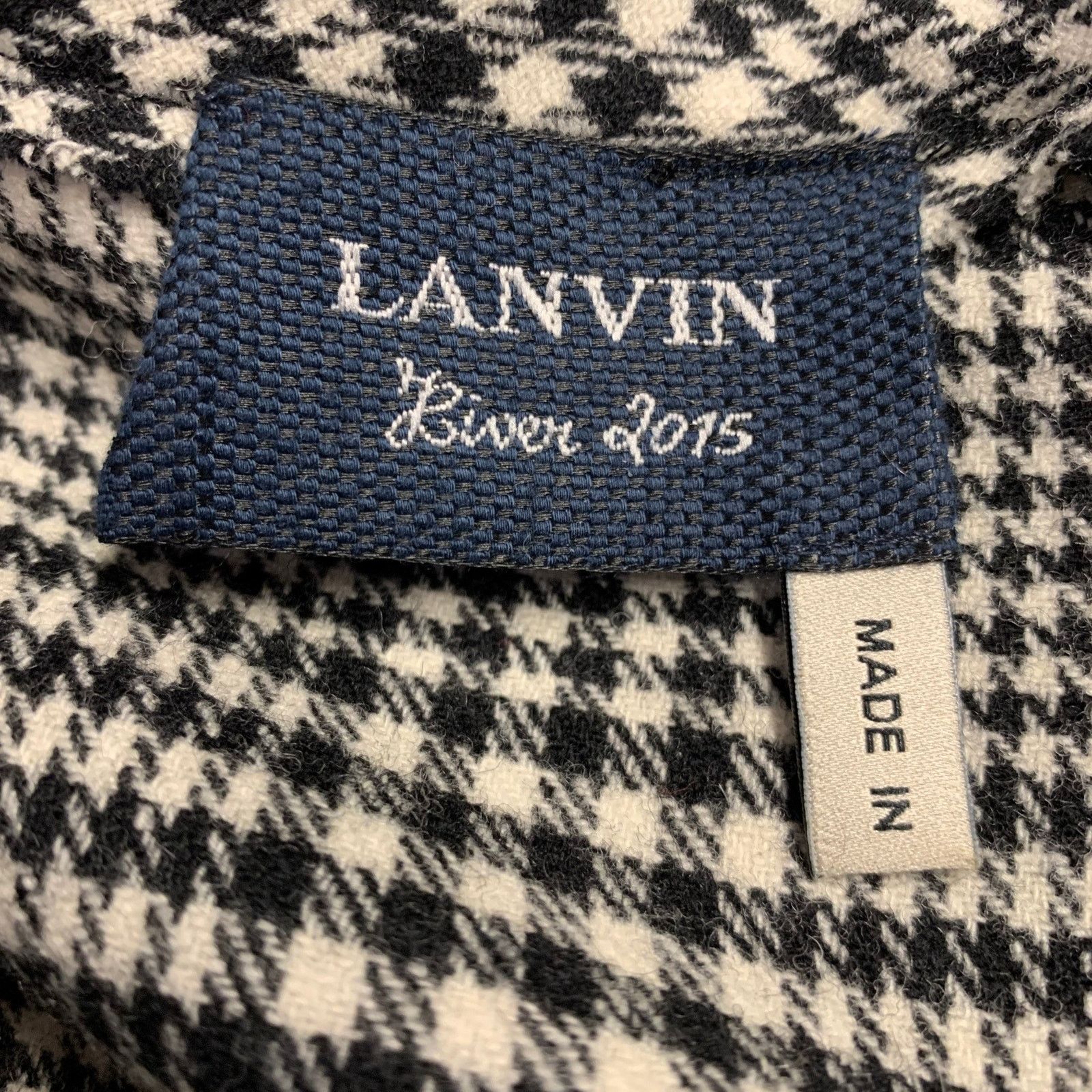 Lanvin Size 4 Black White Wool Blend Houndstooth Short Sleeve Dress Size S / US 4 / IT 40 - 6 Thumbnail