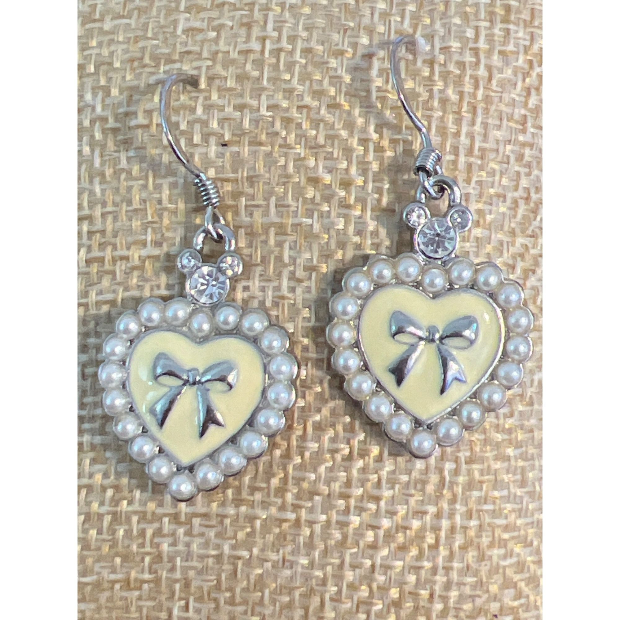 Disney Disney Heart Shaped Earrings Hidden Mickey Silver Tone Ename Size ONE SIZE - 1 Thumbnail