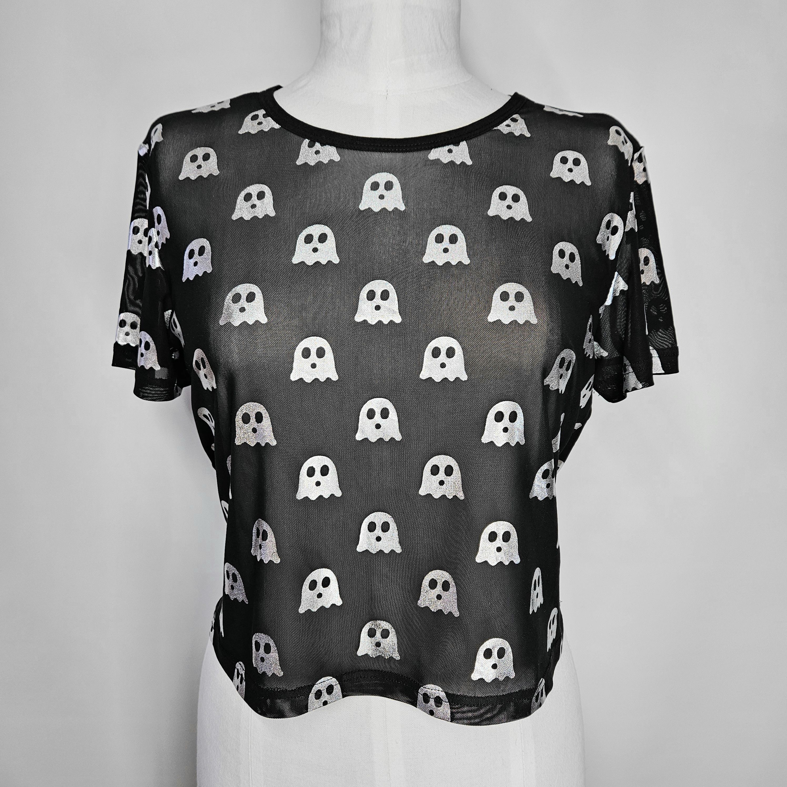 Other Black Friday Size 12 NEW Top Short Sleeve Sheer Black Mesh Size L / US 10 / IT 46 - 1 Thumbnail