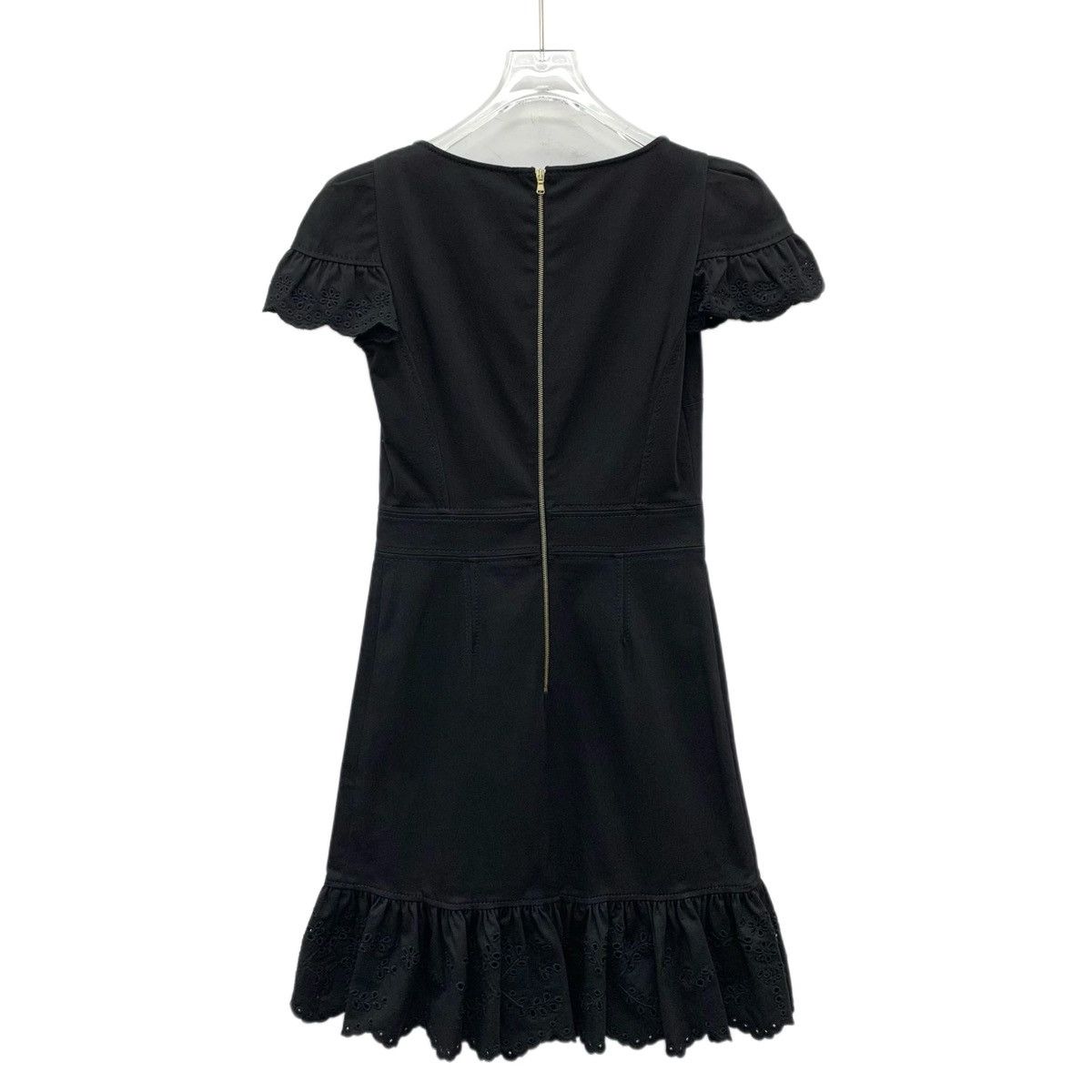 Valentino Valentino Black Lace Trim Cotton Short Sleeve Dress K26WX Size M / US 6-8 / IT 42-44 - 2 Thumbnail