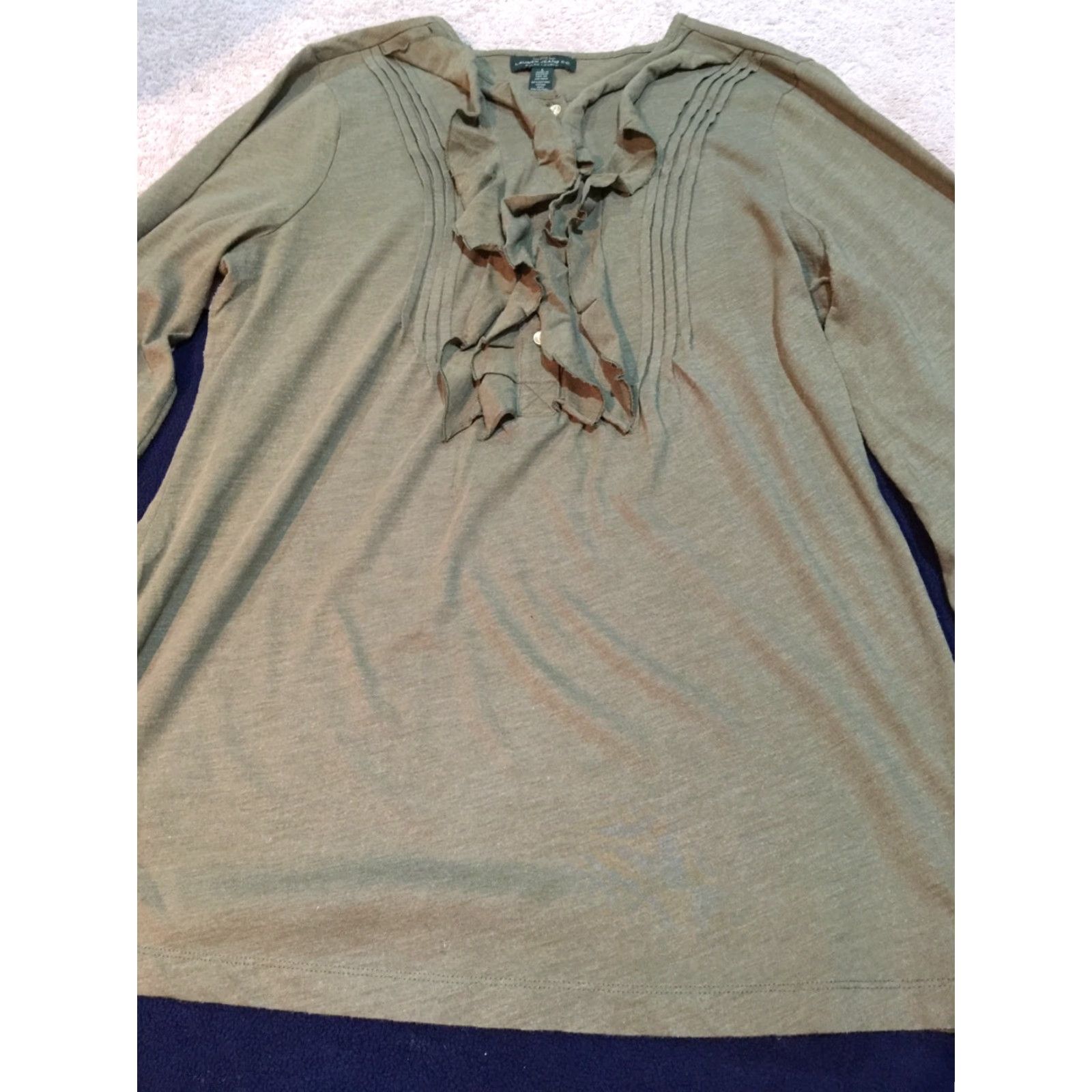 Ralph Lauren LAUREN RALPH LAUREN Solid Long Sleeve Blouse Women's Regular Size L Olive Size L / US 10 / IT 46 - 2 Thumbnail